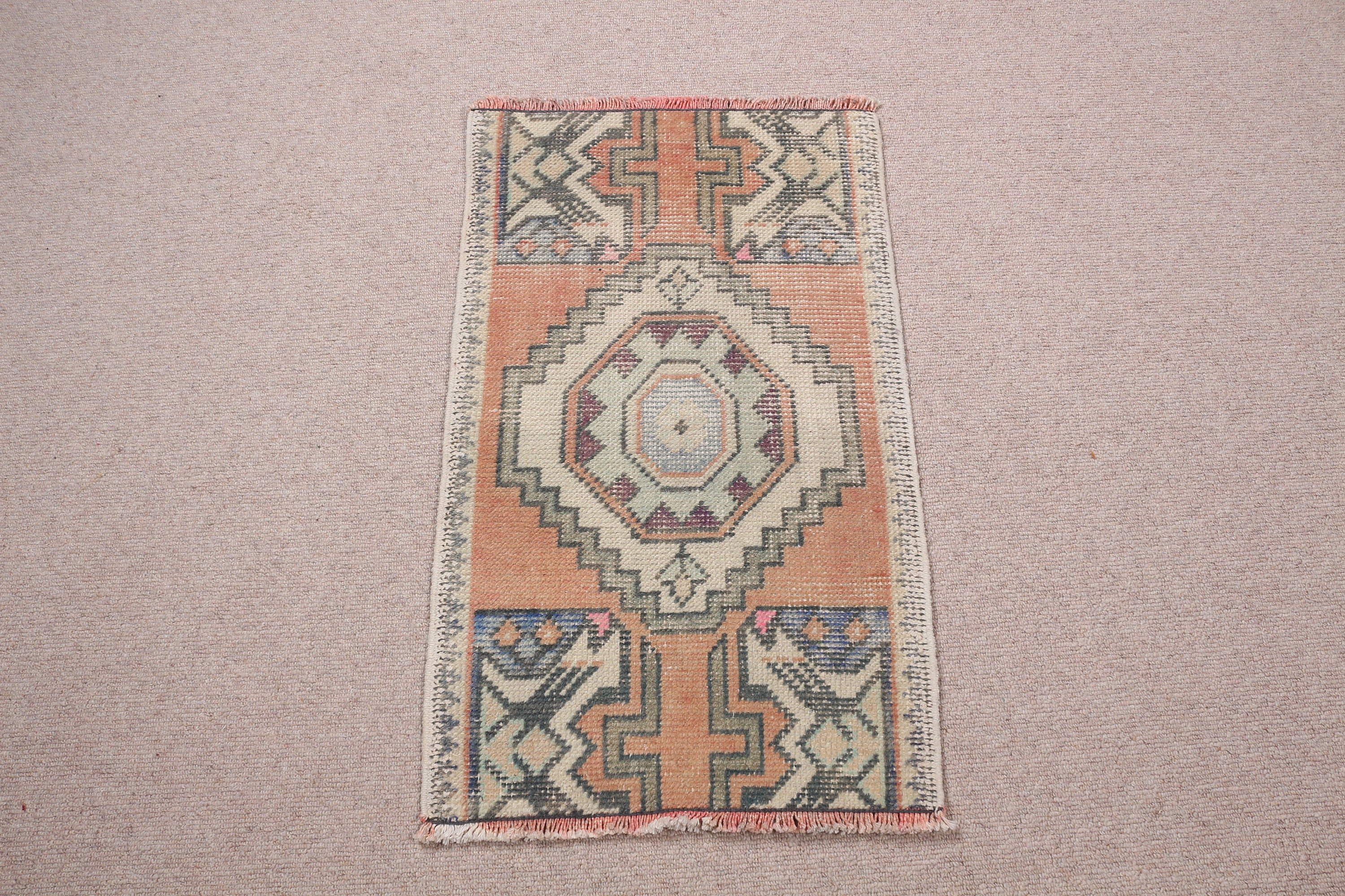 Wall Hanging Rugs, Door Mat Rug, Rugs for Entry, Wool Rug, Anatolian Rug, Turkish Rug, 1.5x2.5 ft Small Rug, Pink Floor Rug, Vintage Rugs