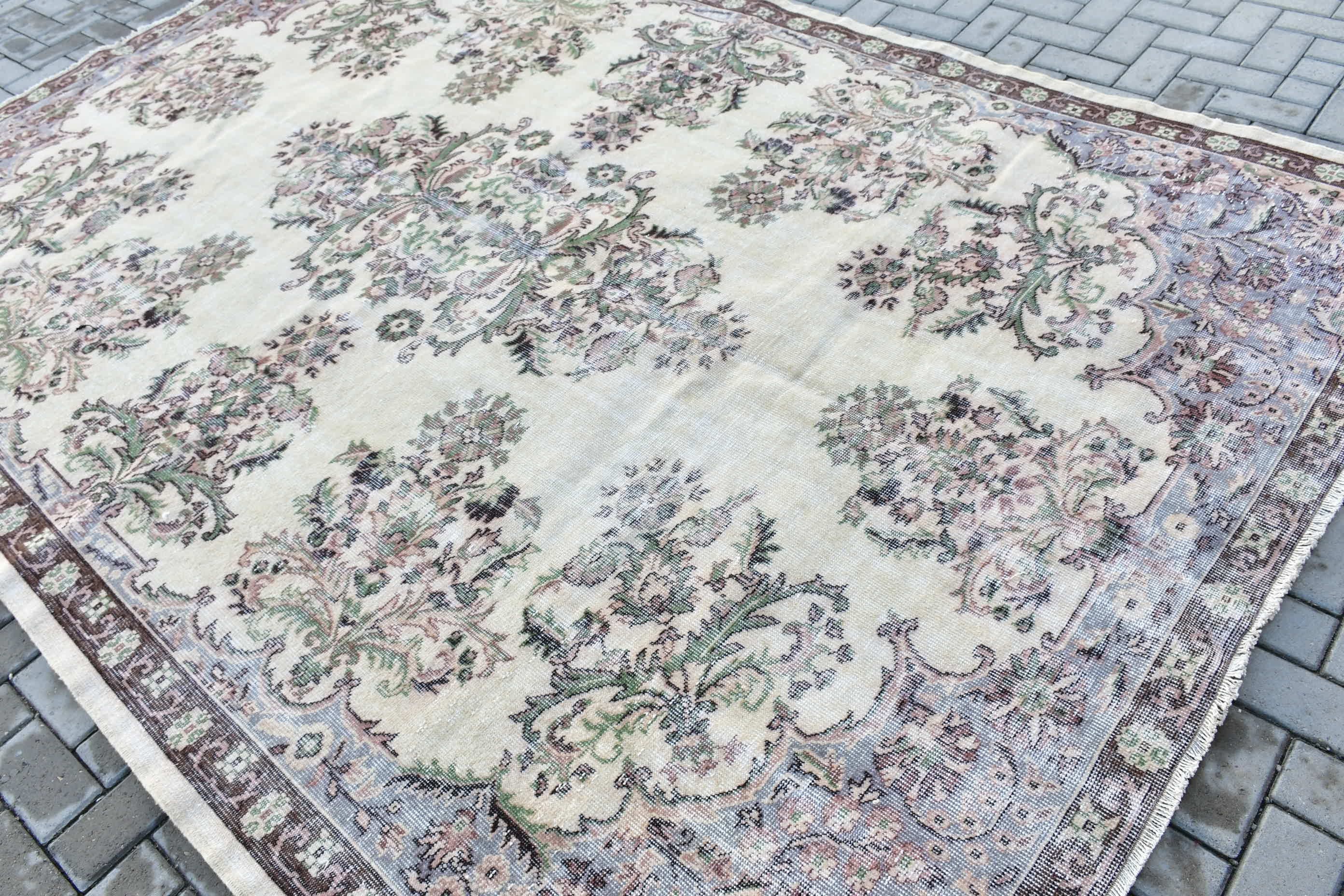 Art Rugs, Vintage Rug, Saloon Rug, Turkish Rug, Living Room Rugs, Moroccan Rug, 7.1x12.6 ft Oversize Rug, Antique Rug, Beige Moroccan Rugs