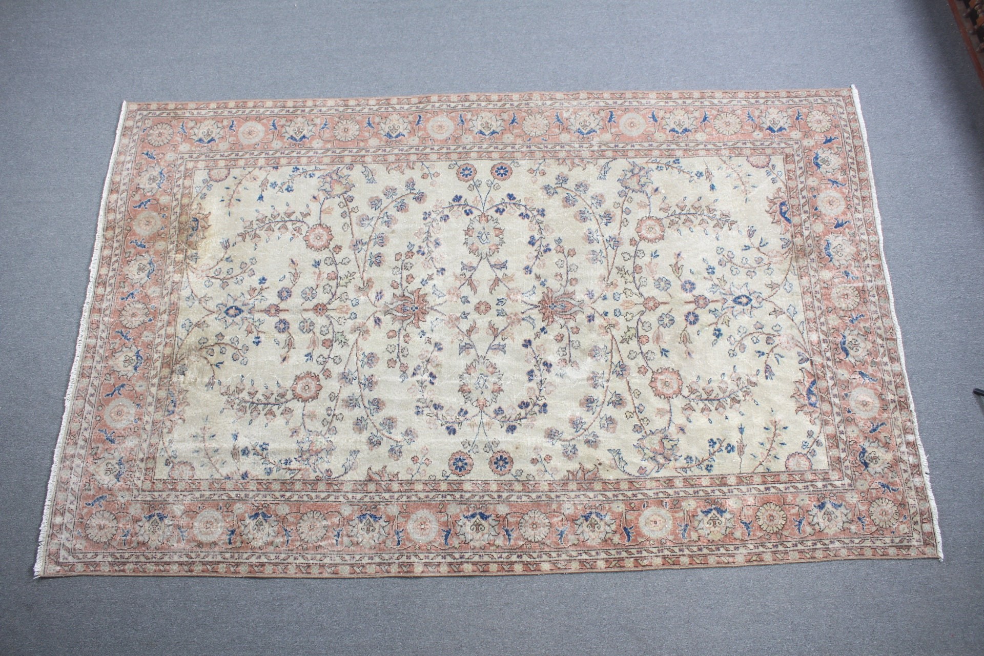 Pembe Ev Dekor Halısı, Yemek Odası Halısı, Türk Halısı, Vintage Halı, Eski Halılar, Salon Halıları, Mutfak Halısı, 6.6x10.8 ft Büyük Boy Halı, Antika Halı