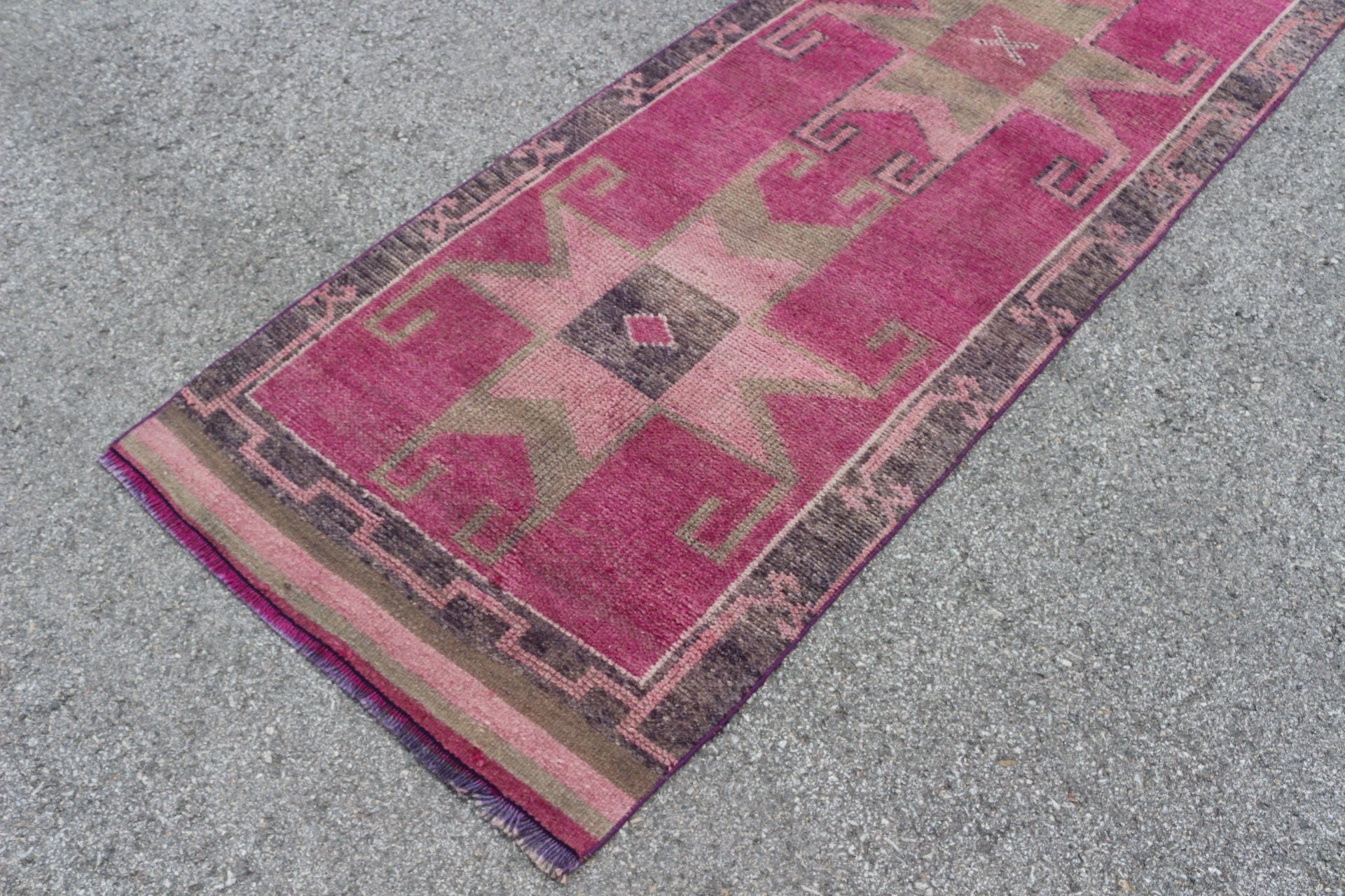 Vintage Halılar, Mutfak Halısı, Koridor Halısı, Yer Halısı, 2,9x11,3 ft Runner Halısı, Koridor Halısı, Mutfak Halıları, Türk Halısı, Pembe Mutfak Halısı