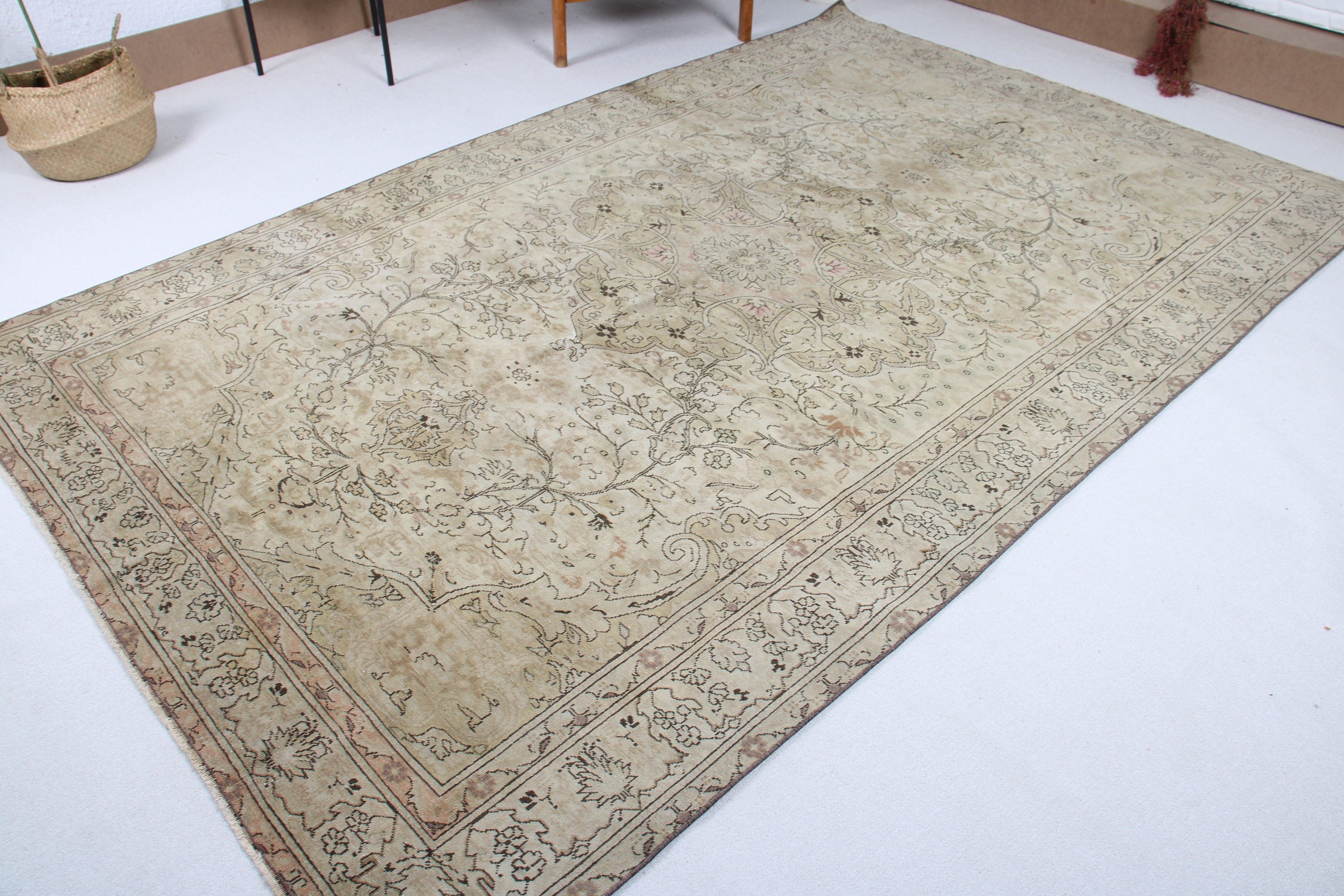 6.1x9.9 ft Büyük Halılar, Vintage Halı, Salon Halıları, Türk Halısı, Bej Mutfak Halısı, Anadolu Halısı, Lüks Halı, Büyük Boho Halısı, Oryantal Halılar