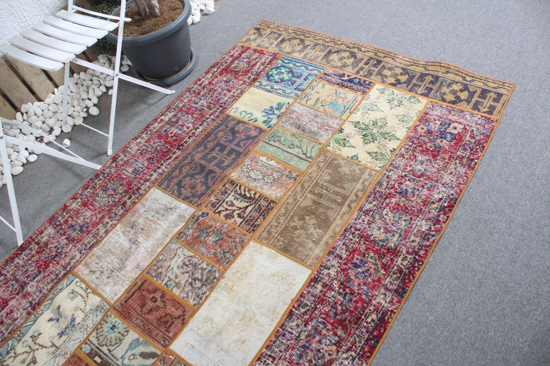 4.2x8.6 ft Area Rug, Vintage Rugs, Cute Rug, Living Room Rugs, Oushak Rug, Floor Rug, Turkish Rug, Home Decor Rug, Rainbow Oriental Rug