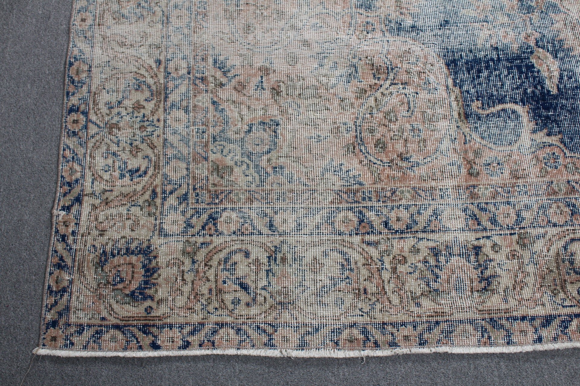 Vintage Rug, Wool Rugs, Turkish Rugs, Blue Bedroom Rug, Custom Rug, Saloon Rug, Dining Room Rugs, Anatolian Rug, 6.8x10.6 ft Oversize Rug