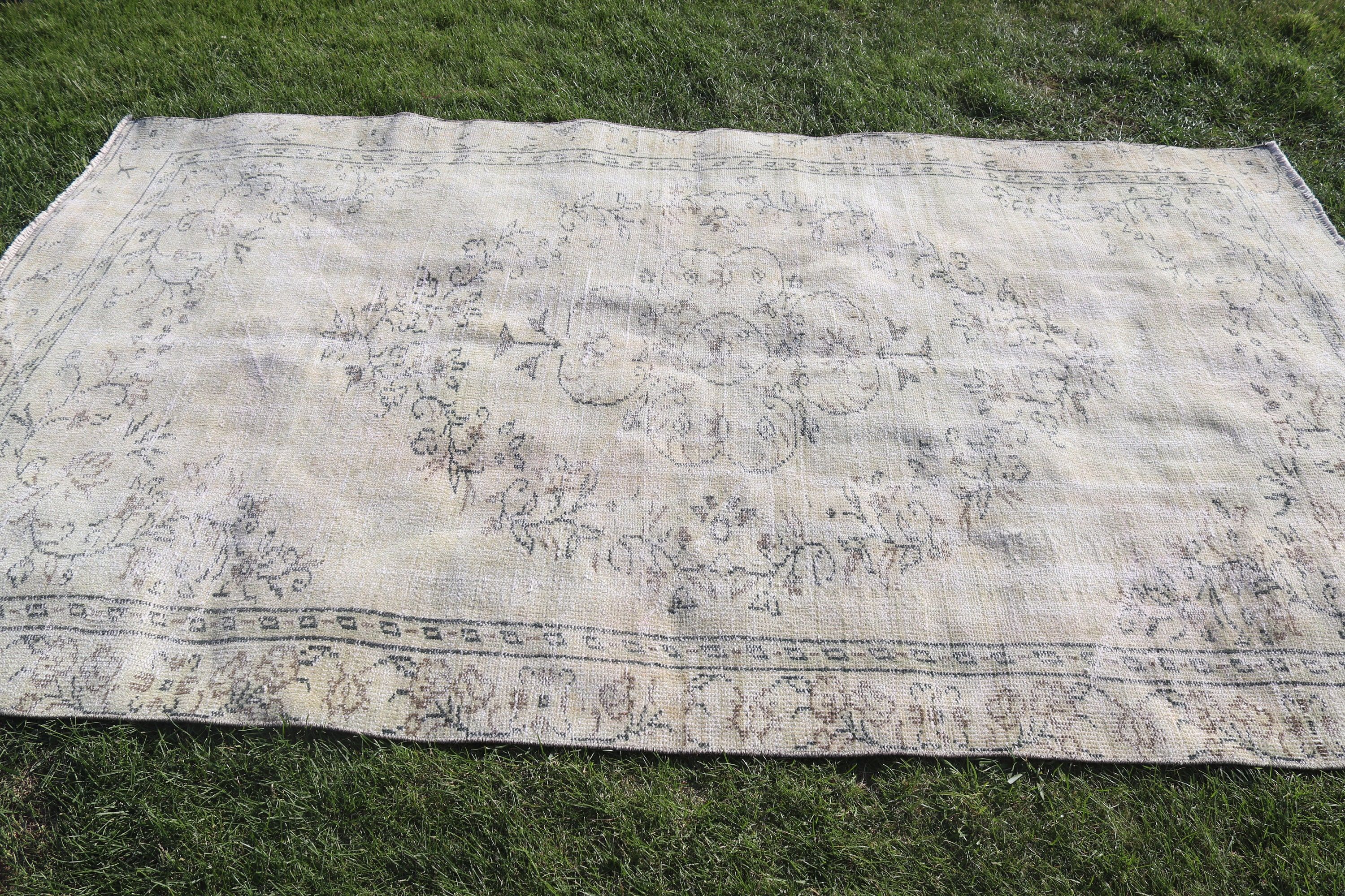 Yer Halısı, Yemek Odası Halısı, Yeşil Yatak Odası Halıları, Vintage Halılar, Büyük Oushak Halısı, Türk Halıları, 5.2x8.7 ft Büyük Halı, Açıklama Halıları