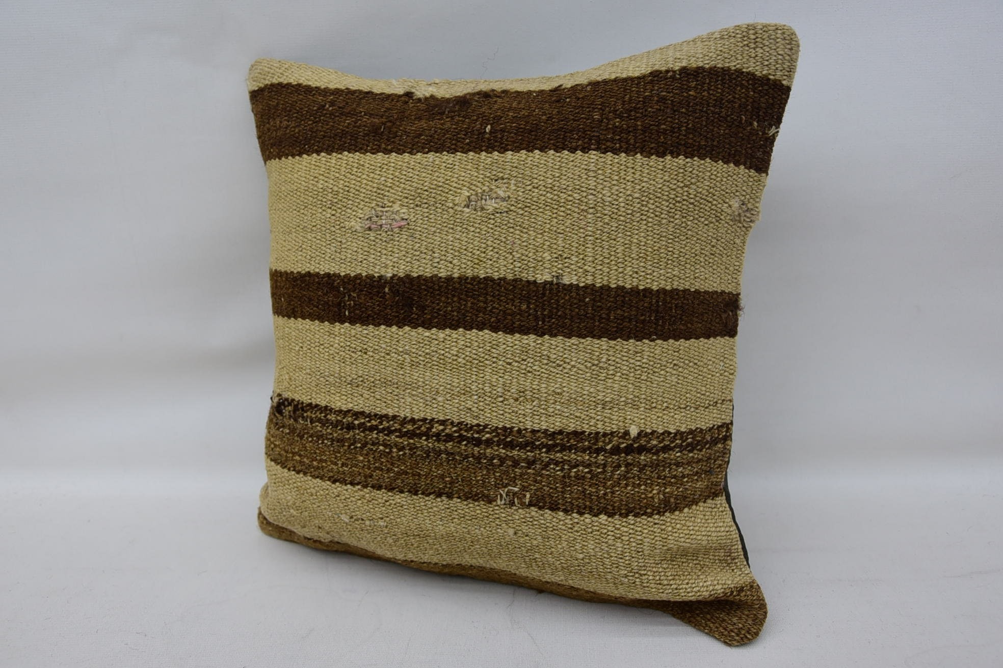 Kilim Pillow Cover, Vintage Kilim Throw Pillow, 14"x14" Beige Cushion Case, Traditional Pillow Sham, Kilim Cushion Sham