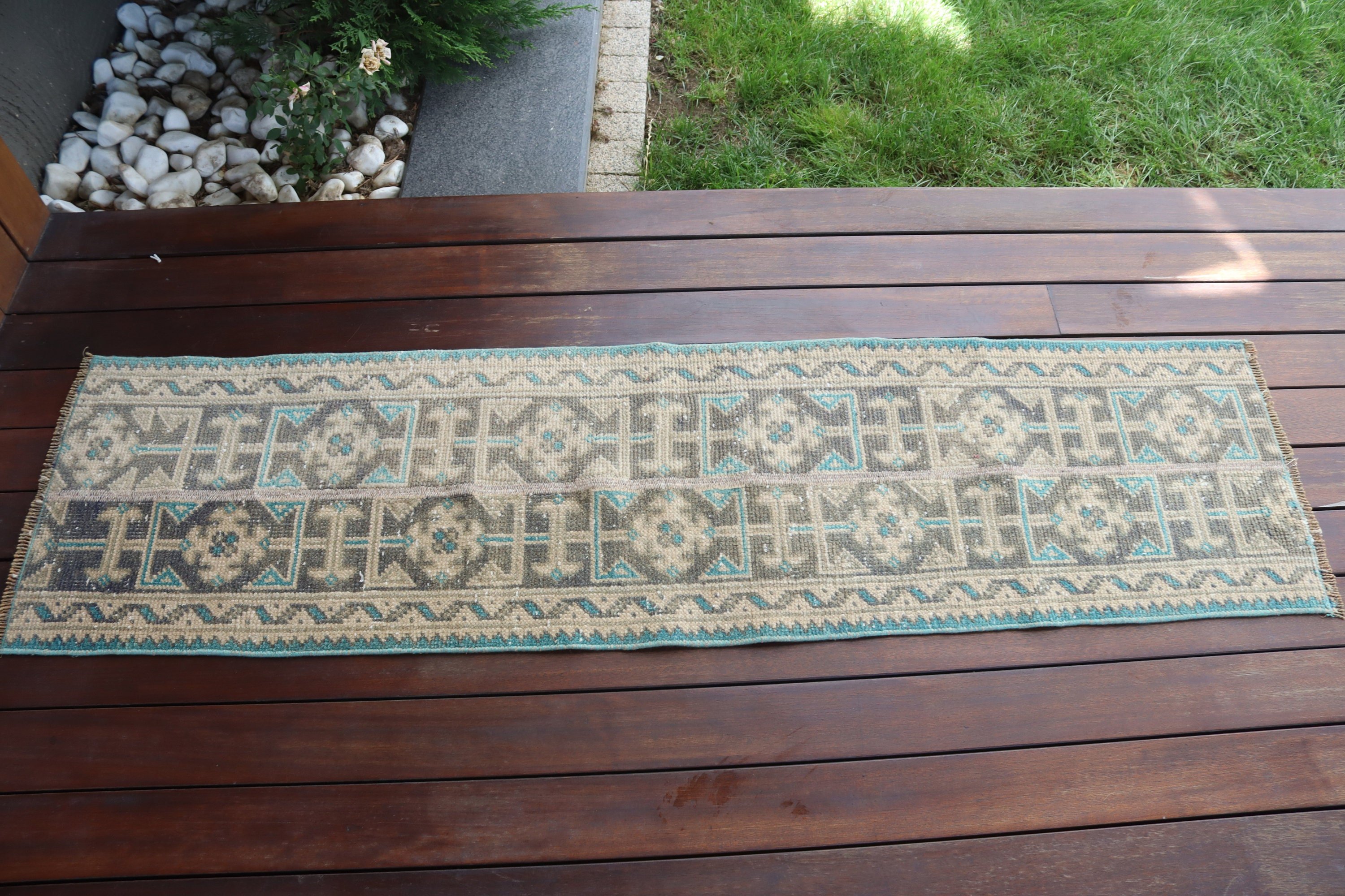 Blue Luxury Rugs, Kitchen Rug, Turkish Rug, Corridor Rug, Boho Rugs, Vintage Rugs, 1.3x5.2 ft Runner Rug, Beni Ourain Runner Rug, Aztec Rug