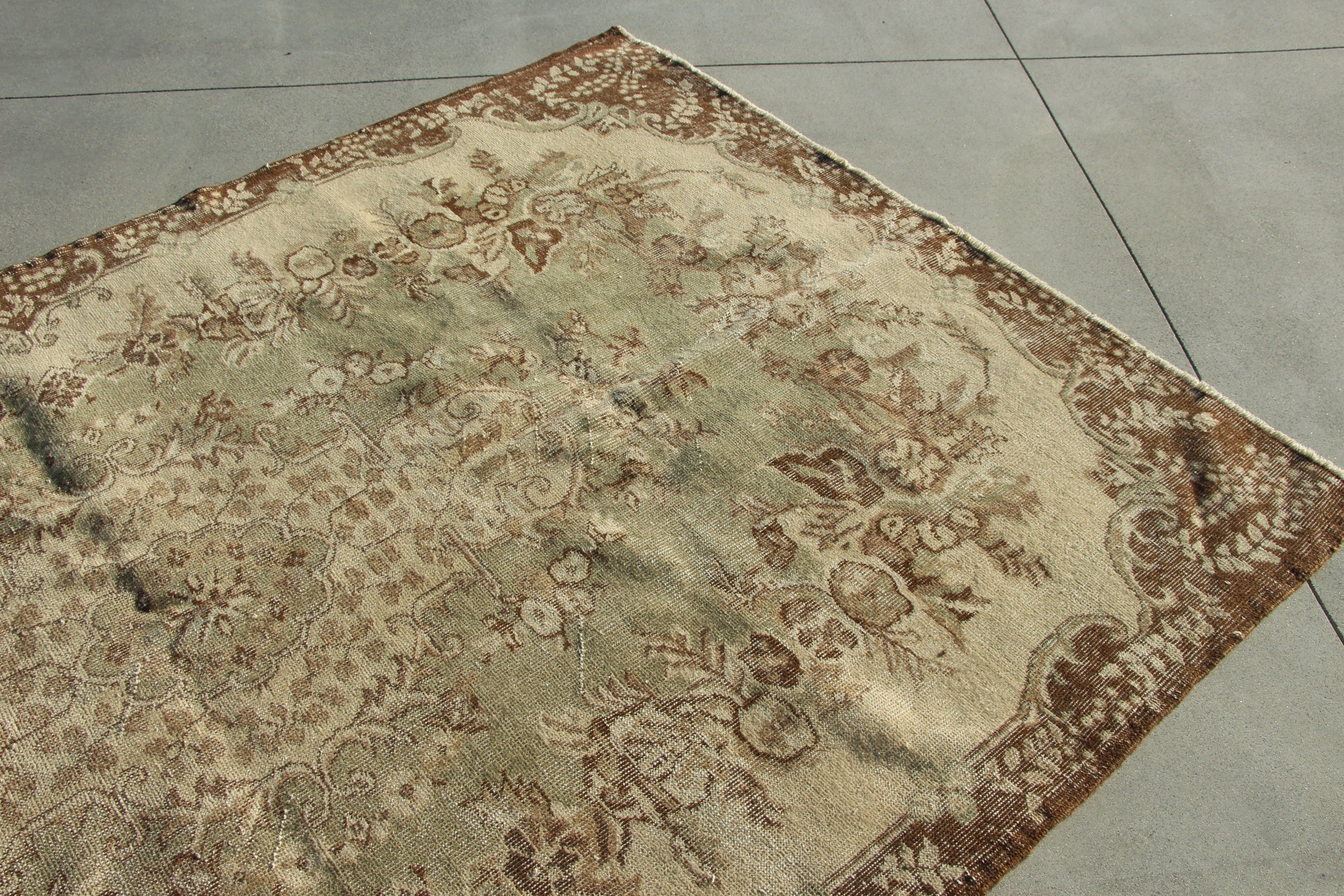 5.4x8.7 ft Büyük Halı, Türk Halısı, Salon Halısı, Kahverengi Lüks Halılar, Geometrik Halı, Yün Halı, Vintage Halı, Yer Halısı, Büyük Boho Halısı, Aztek Halısı