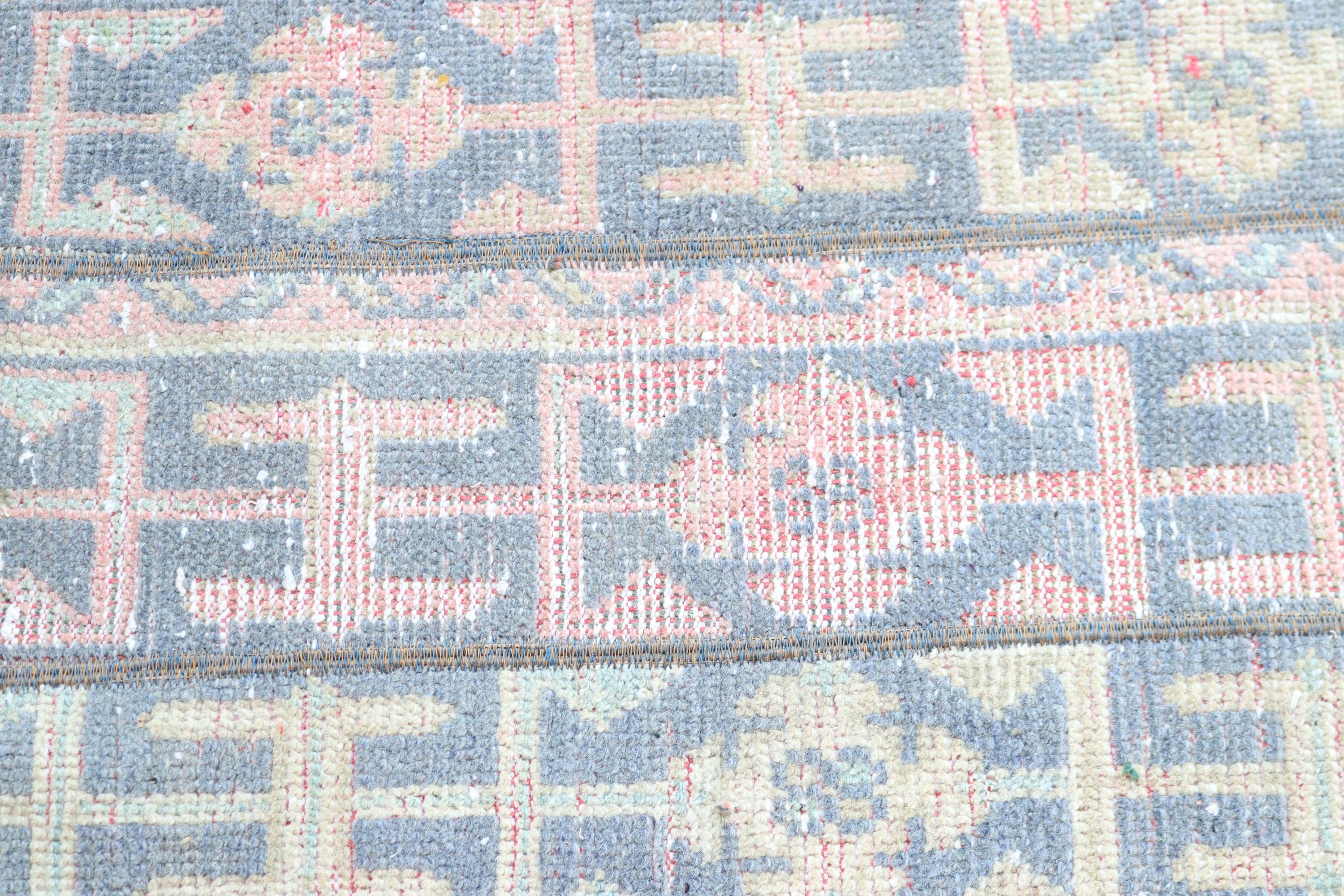 Blue Modern Rug, Bathroom Rug, Turkish Rug, Geometric Rugs, Nursery Rug, Aesthetic Rugs, Vintage Rugs, 1.7x3.5 ft Small Rugs