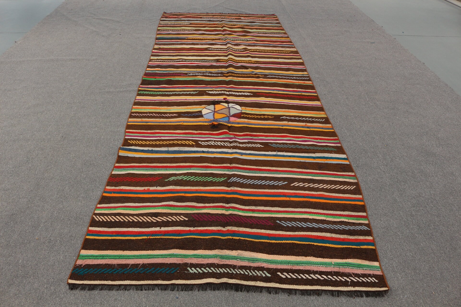 Vintage Rug, Oriental Rug, Kilim, 4.4x12.4 ft Runner Rug, Turkish Rug, Kitchen Rug, Rugs for Runner, Moroccan Rug, Brown Bedroom Rugs