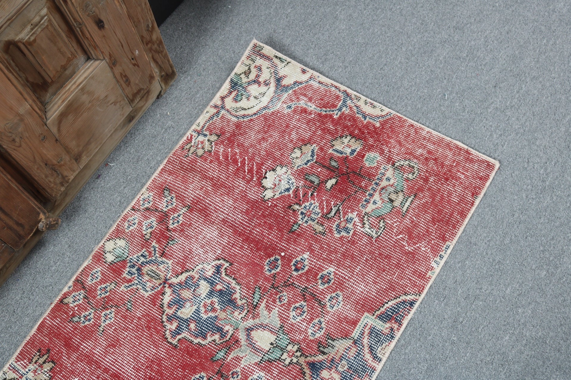 2x3.6 ft Small Rugs, Exotic Rugs, Red Statement Rug, Handwoven Rugs, Bathroom Rug, Turkish Rugs, Neutral Rug, Entry Rugs, Vintage Rugs