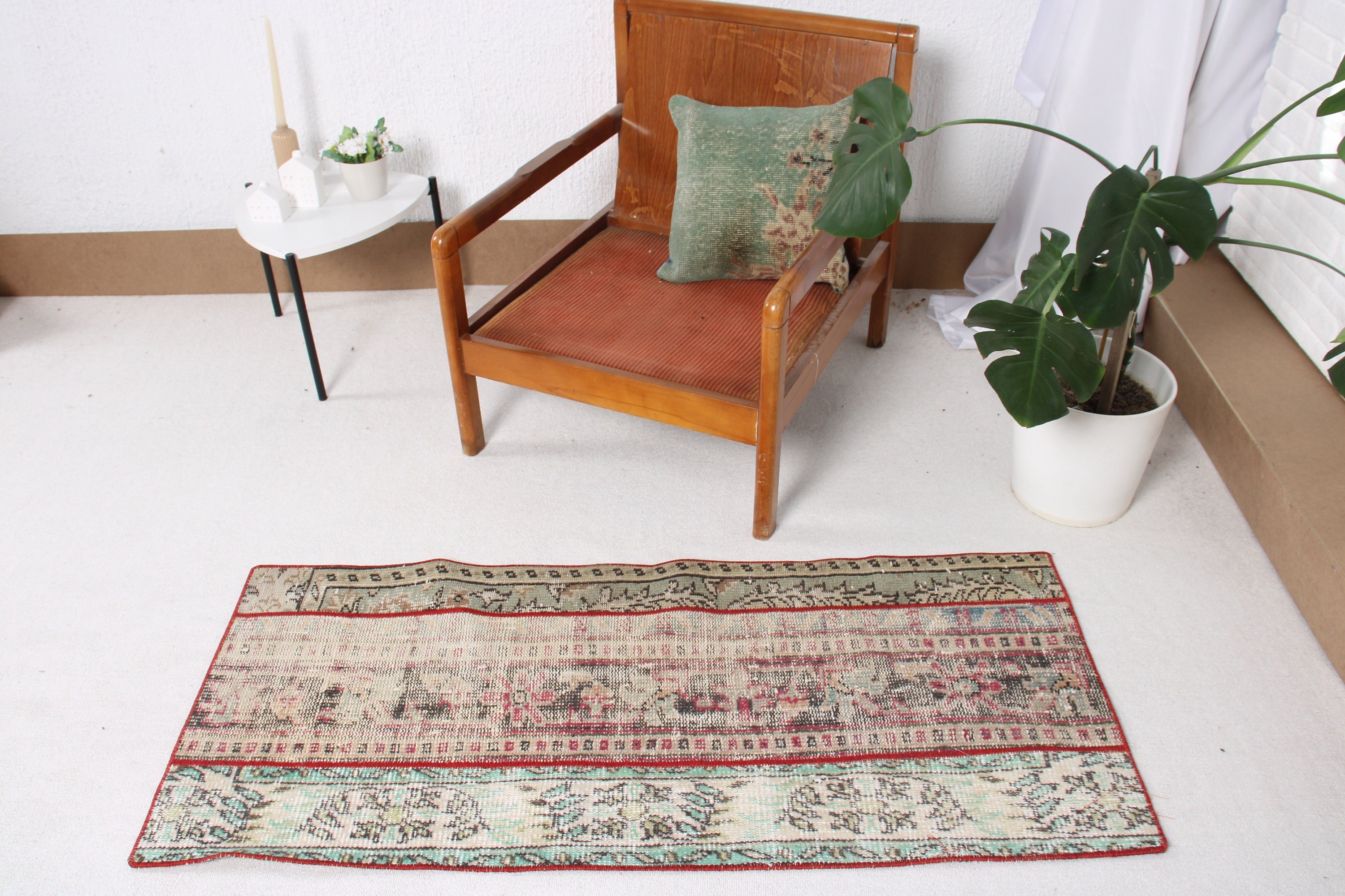 Door Mat Rugs, Luxury Rugs, Turkish Rugs, Vintage Rugs, Small Boho Rugs, Green Modern Rug, 2x4.8 ft Small Rugs, Bedroom Rug