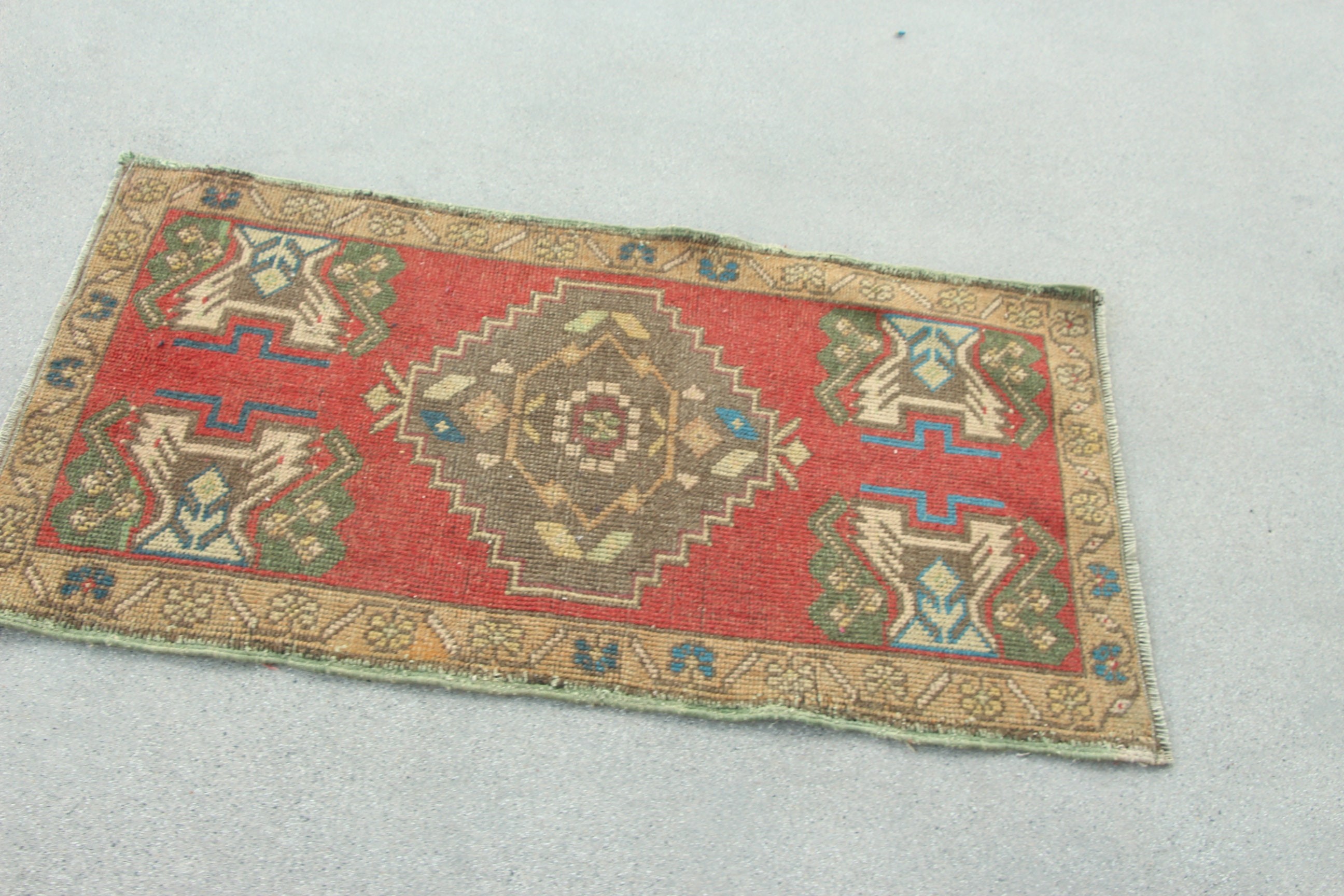 Vintage Rugs, Bath Rug, Small Boho Rug, Artistic Rugs, Red Home Decor Rug, Turkish Rug, 1.8x3.2 ft Small Rug, Flatweave Rug