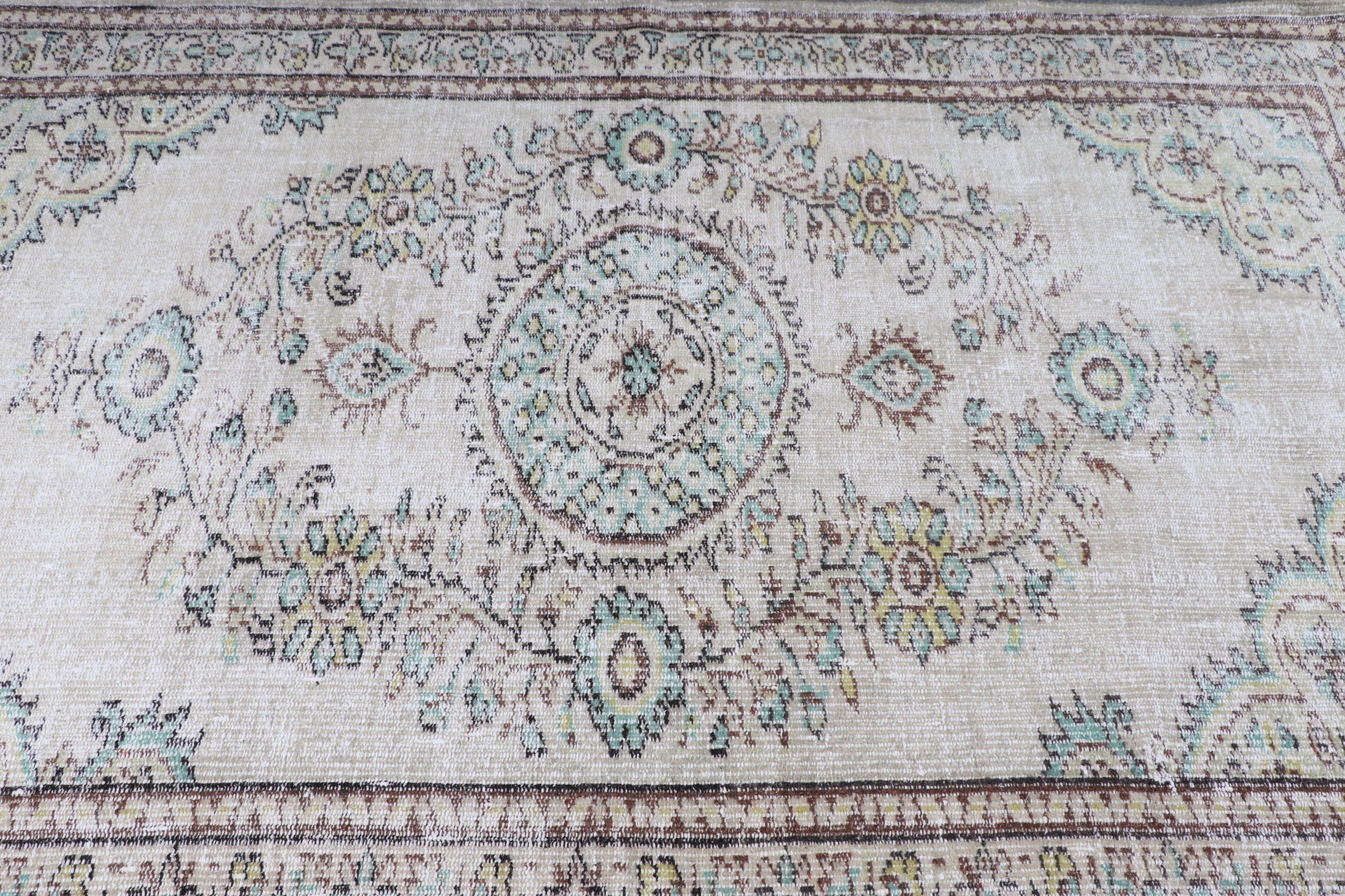 5x7,2 ft Alan Halısı, İç Mekan Halısı, Çocuk Odası Halıları, Bej Yün Halılar, Vintage Halı, Yün Halı, Türk Halısı, Yatak Odası Halısı, Aztek Halısı