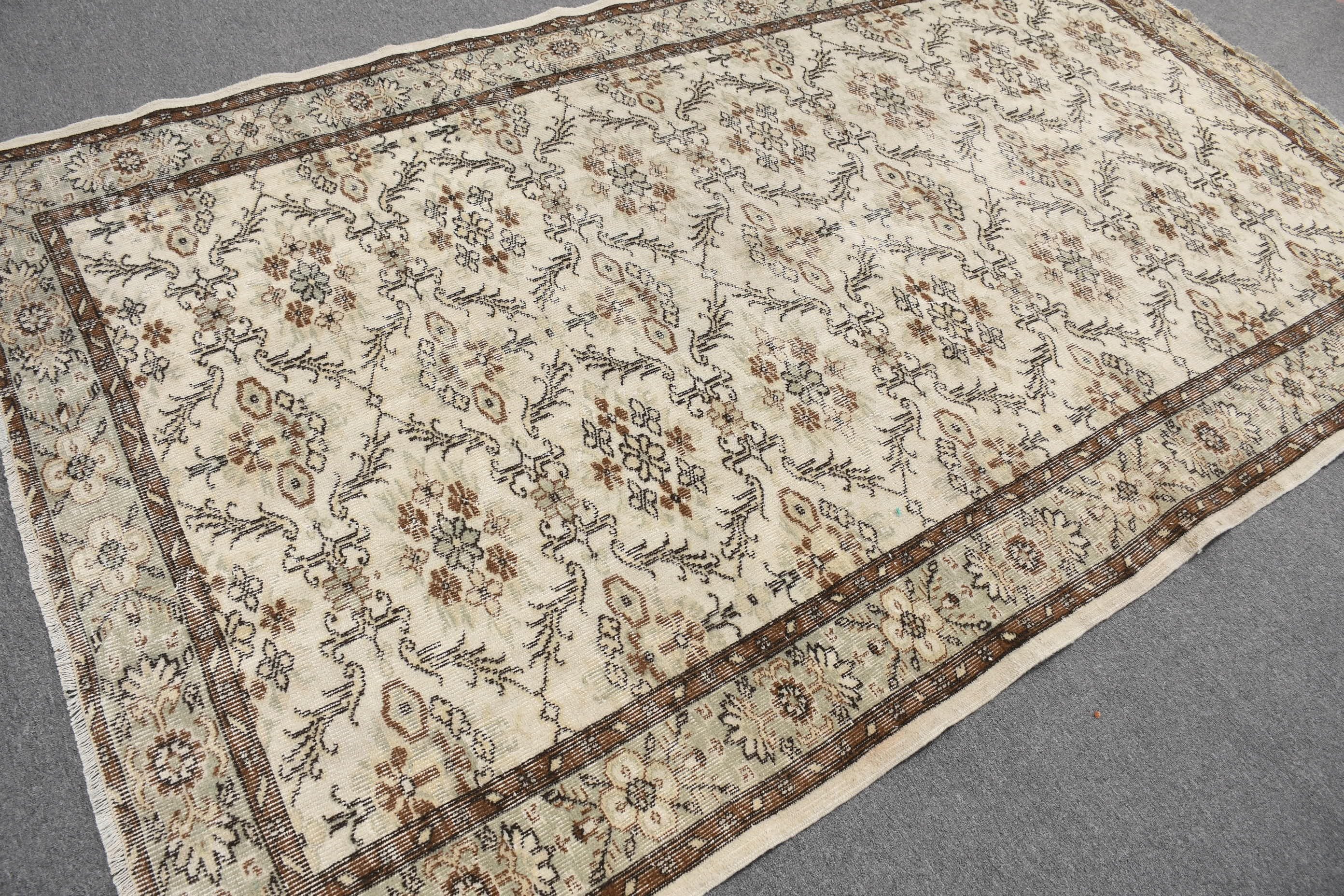 5.6x9.2 ft Large Rug, Cool Rugs, Vintage Rugs, Rugs for Bedroom, Salon Rug, Living Room Rug, Beige Kitchen Rug, Turkish Rugs