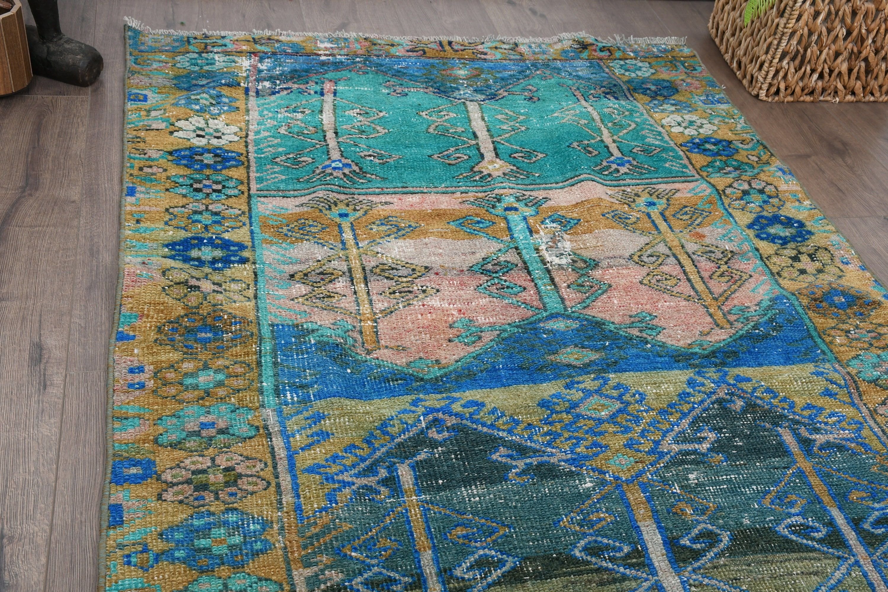 Rugs for Entry, Kitchen Rug, Vintage Rugs, Blue Oriental Rug, Turkish Rug, 3.6x6.4 ft Accent Rugs, Bedroom Rug, Nursery Rug, Moroccan Rug