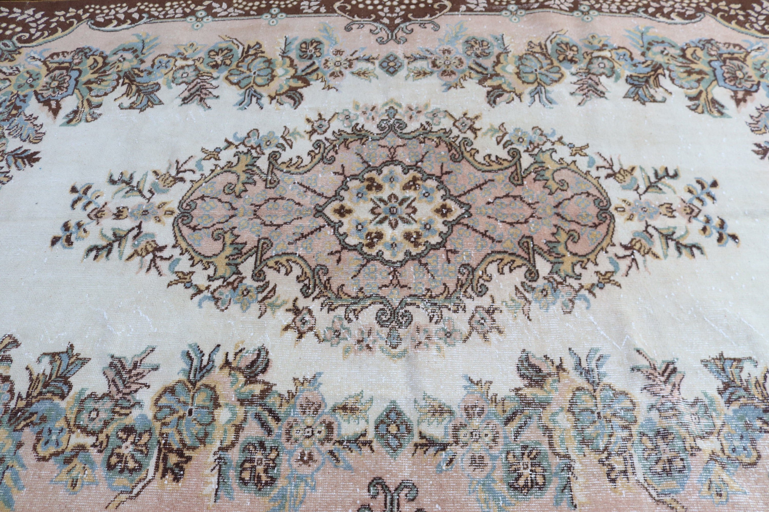 Anadolu Halısı, Vintage Halılar, Büyük Vintage Halılar, 6.1x9.9 ft Büyük Halı, Boho Halıları, Bej Anadolu Halıları, Türk Halıları, Yatak Odası Halısı