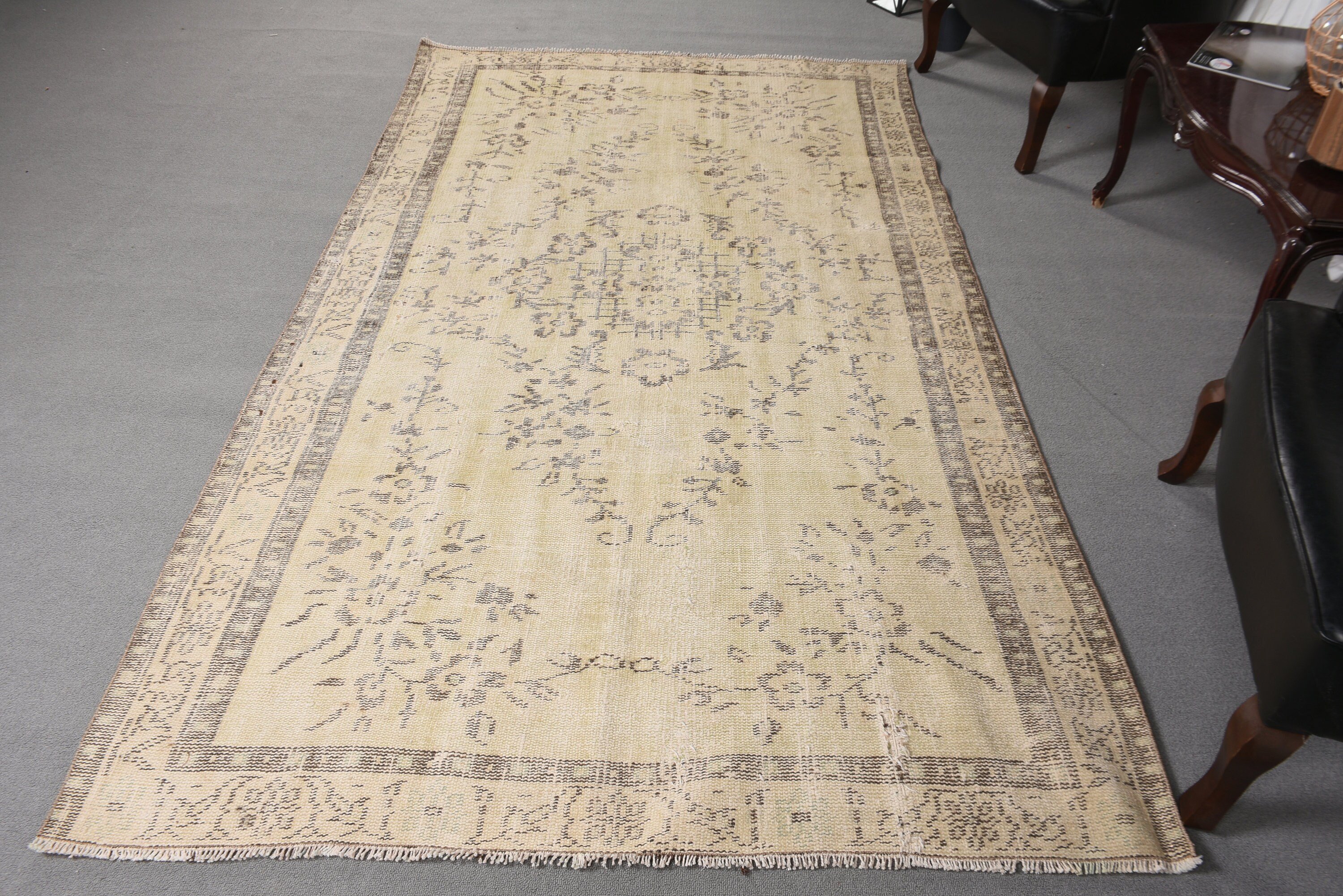 Vintage Halı, Bej İfade Halıları, Yemek Odası Halısı, Kabile Halısı, Anadolu Halıları, Yer Halıları, Türk Halısı, Büyük Boho Halısı, 5x8,5 ft Büyük Halı