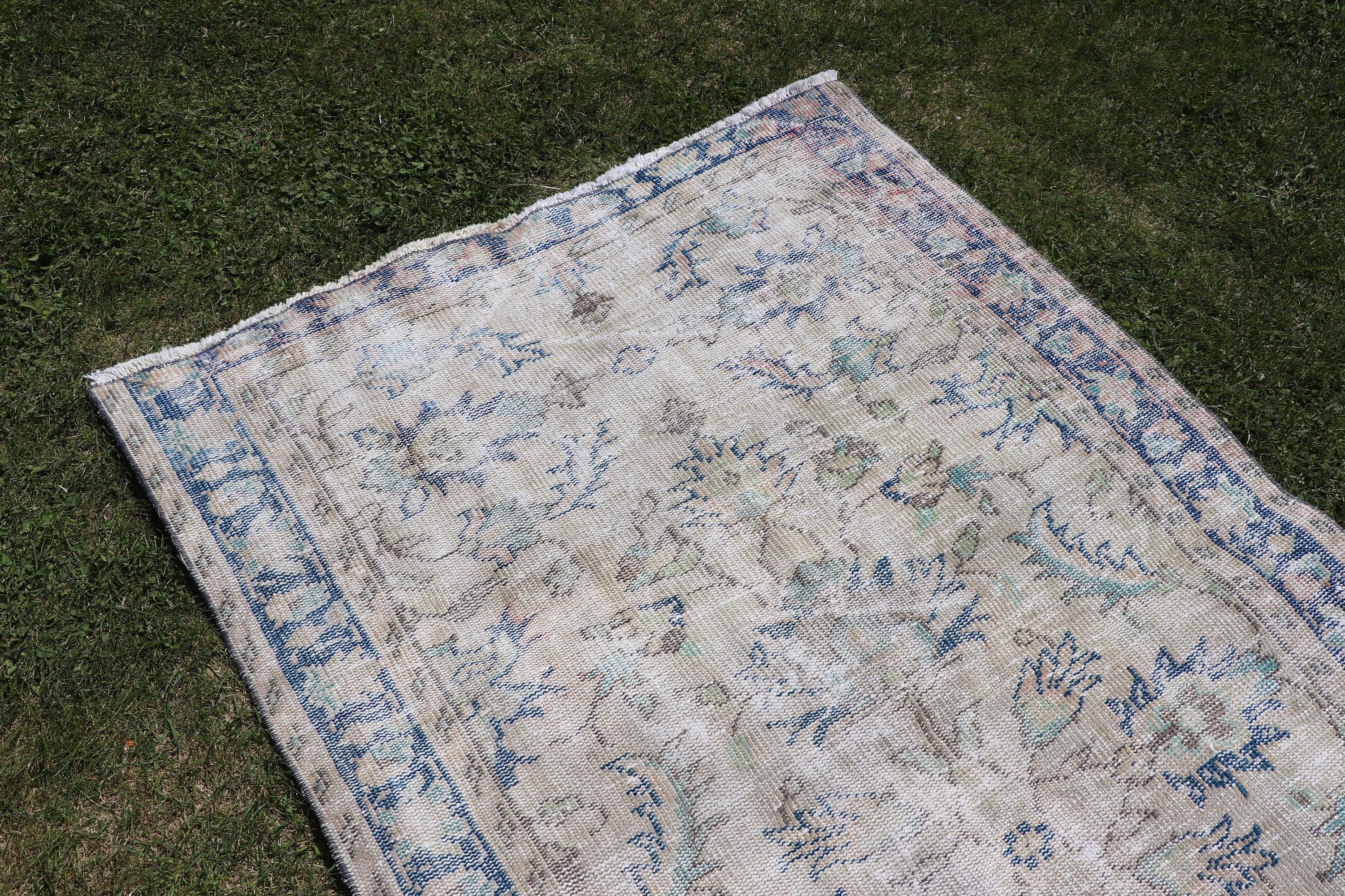 3.9x6 ft Accent Halılar, Yün Halı, Bej Modern Halılar, Boho Accent Halı, Lüks Halılar, Vintage Vurgulu Halılar, Türk Halıları, Vintage Halılar