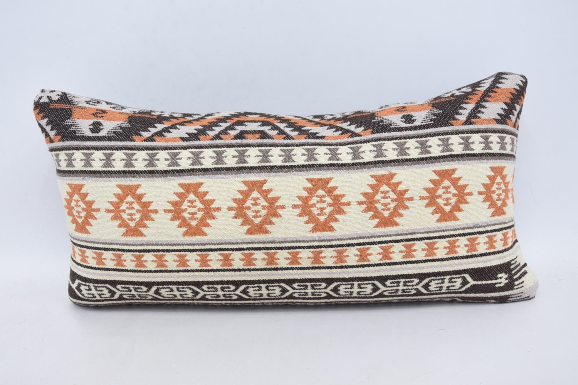 Antique Pillows, Gift Pillow, Accent Throw Cushion, Pet Pillow, Throw Kilim Pillow, 12"x24" White Cushion Case