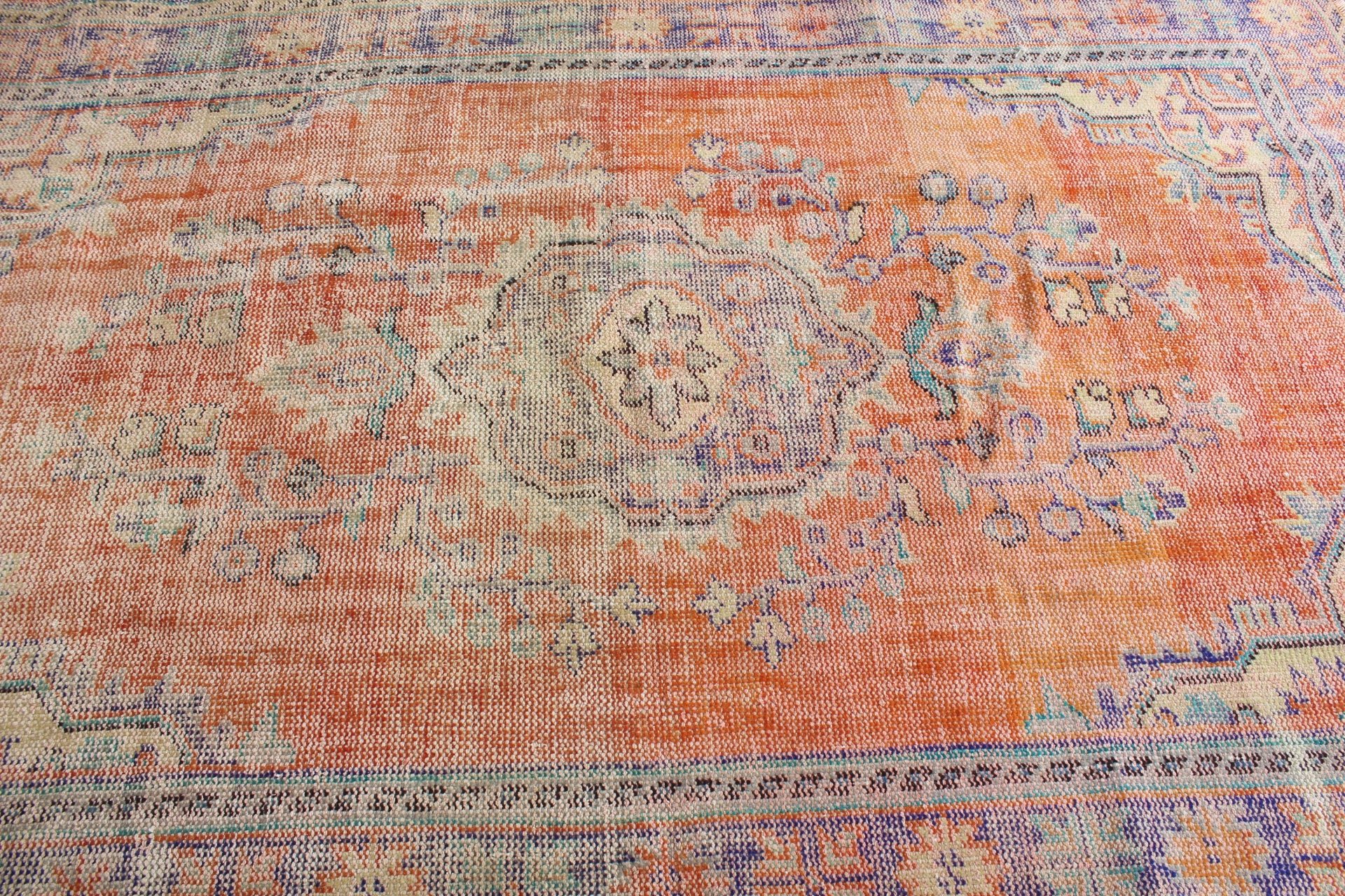 Vintage Halı, Oturma Odası Halısı, Salon Halısı, 5.4x8.4 ft Büyük Halılar, Turuncu Oryantal Halılar, Türk Halısı, Oushak Halıları, Sanat Halıları, Oryantal Halı