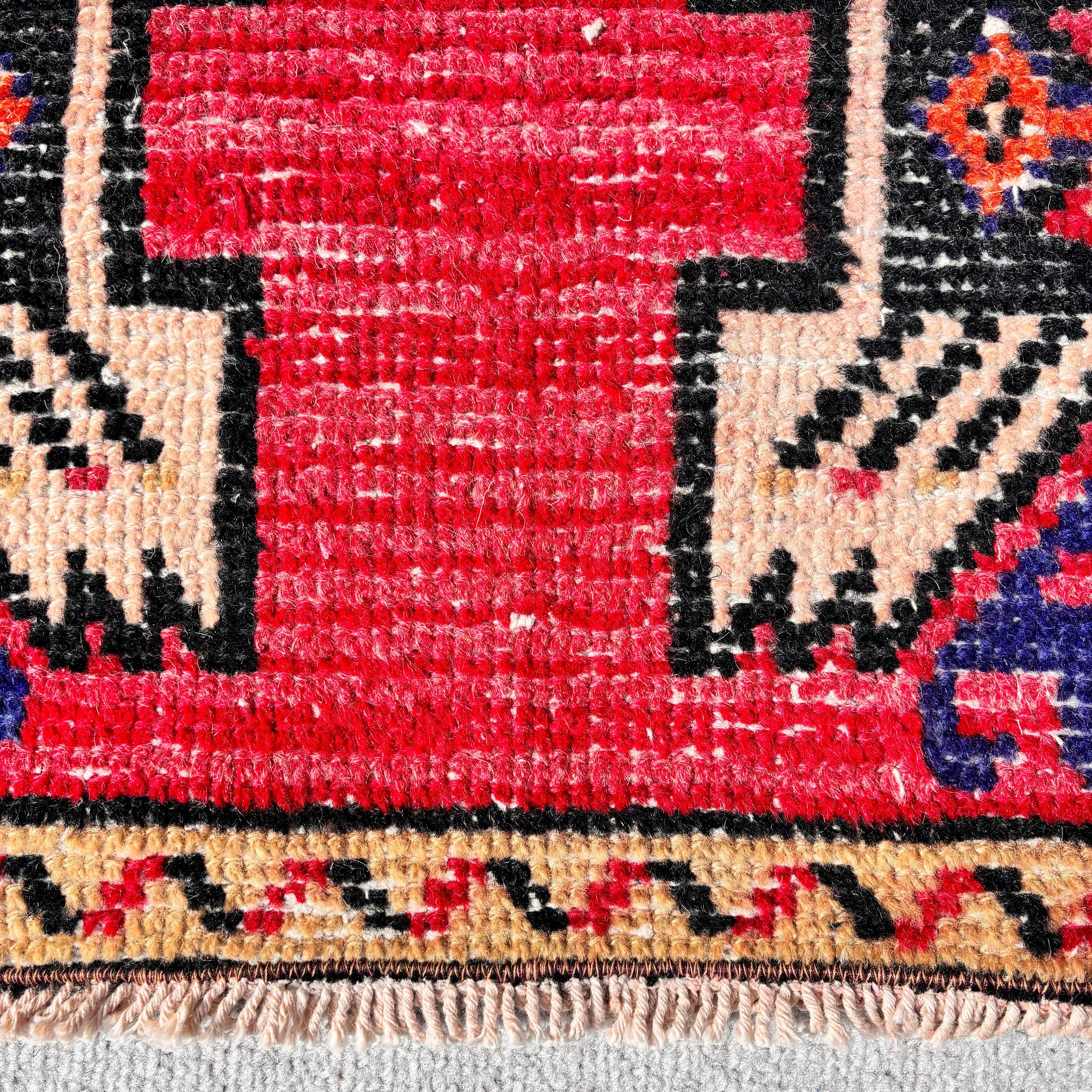 Small Vintage Rug, Exotic Rug, 1.6x3.2 ft Small Rug, Neutral Rugs, Anatolian Rugs, Small Boho Rugs, Turkish Rug, Vintage Rug, Red Wool Rugs