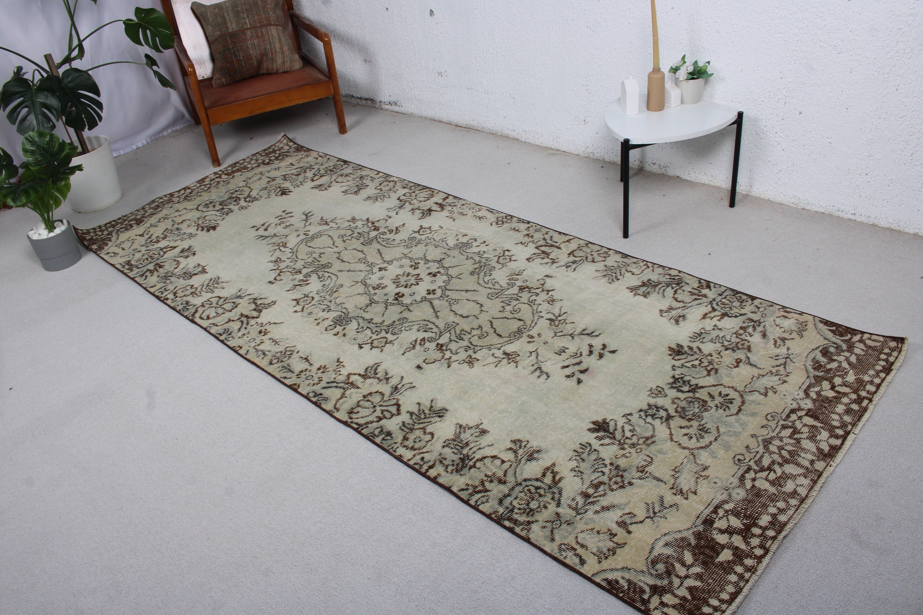 3.6x9.3 ft Runner Halıları, Beni Ourain Runner Halıları, Türk Halıları, Vintage Halı, Bej Lüks Halı, Oushak Halıları, Bildiri Halısı, Koridor Halıları