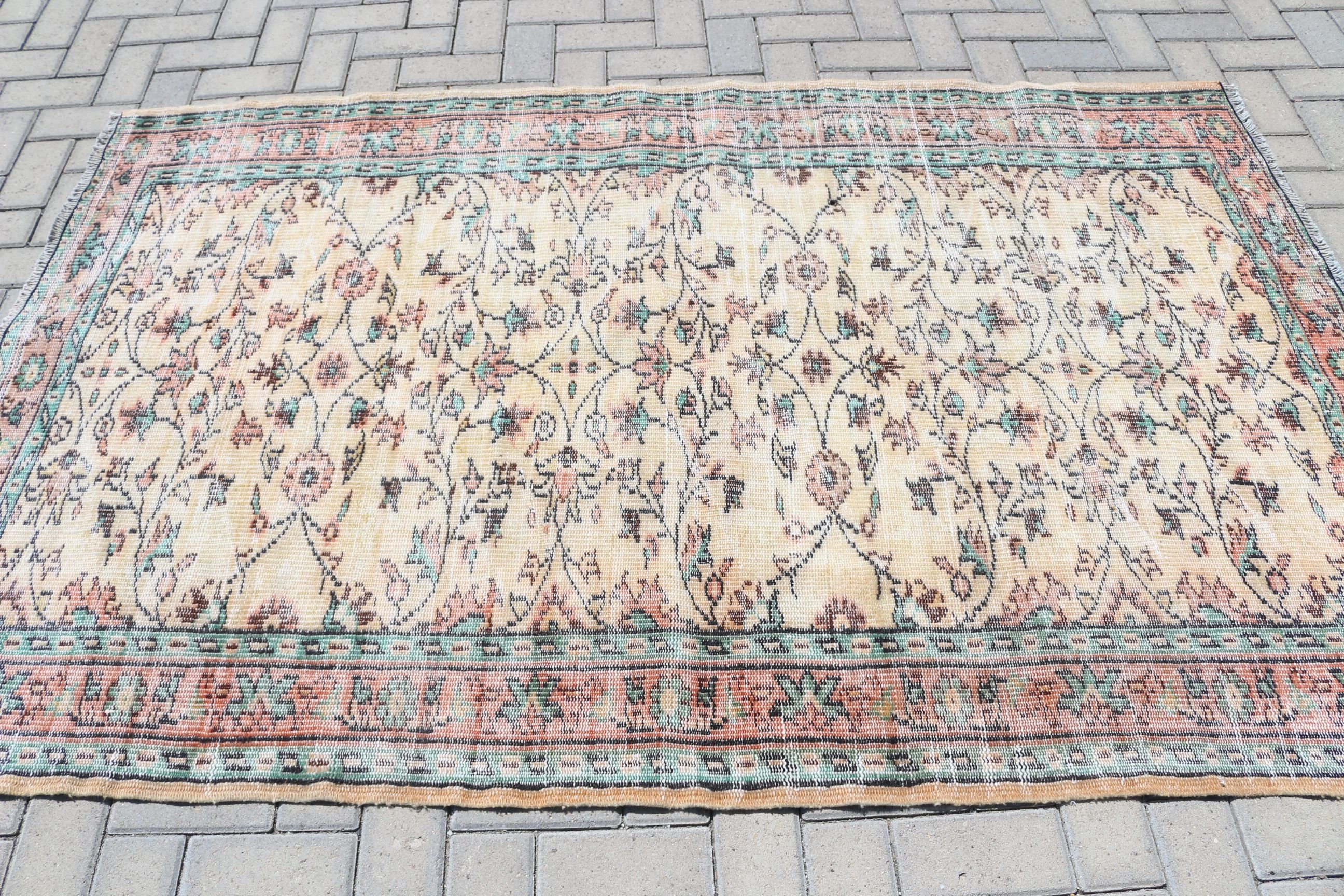 Vintage Halı, Türk Halıları, Oushak Halıları, Yeşil Anadolu Halısı, Çocuk Odası Halıları, 4.6x7 ft Alan Halısı, Yemek Odası Halısı, El Dokuma Halısı, Yer Halısı