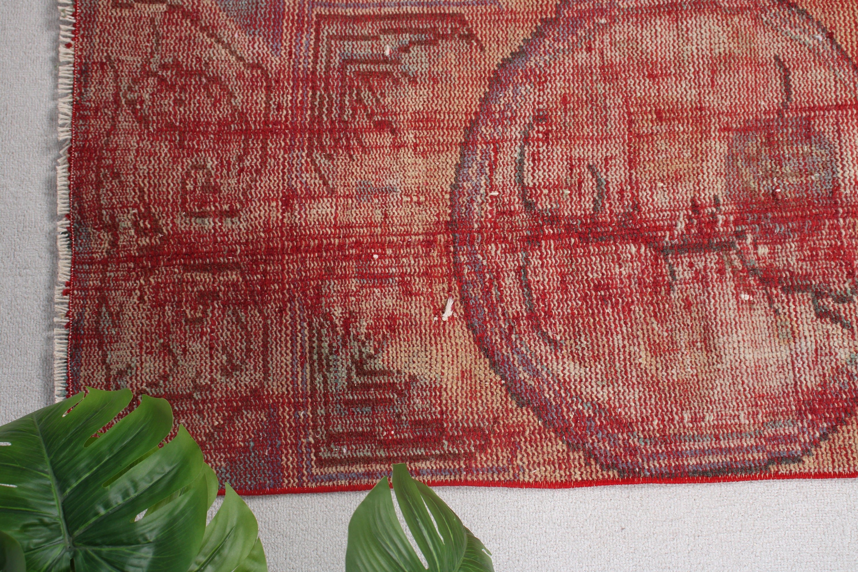 Moroccan Rug, 1.8x4.3 ft Small Rug, Red Antique Rug, Floor Rugs, Small Area Rugs, Tribal Rugs, Turkish Rugs, Car Mat Rug, Vintage Rugs