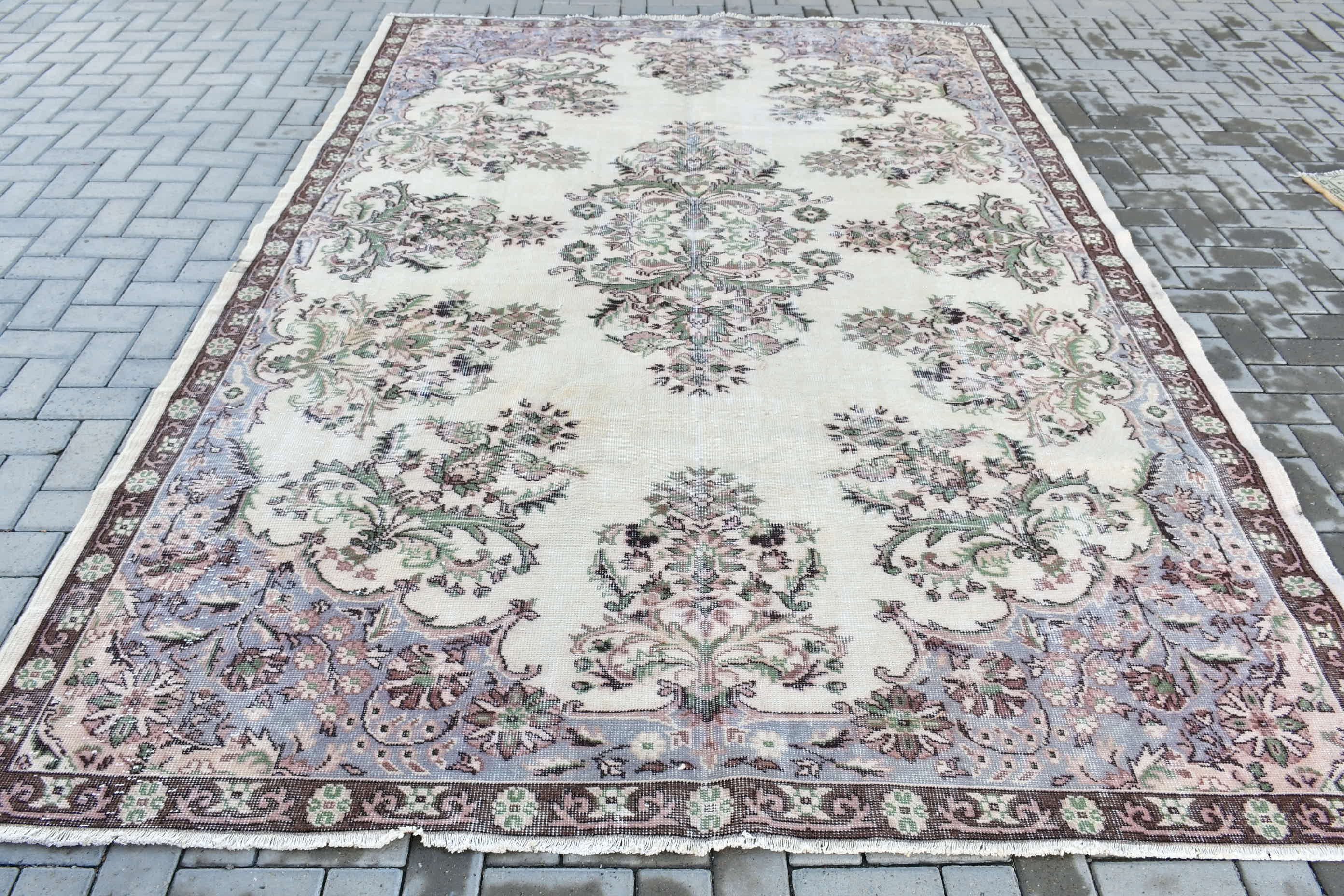 Antik Halı, Oturma odası Halı, Salon Halı, 216x384 cm Büyük Halı, Bej Anadolu Halı, Yemek odası Halı, Salon Halı, Nostaljik Halı