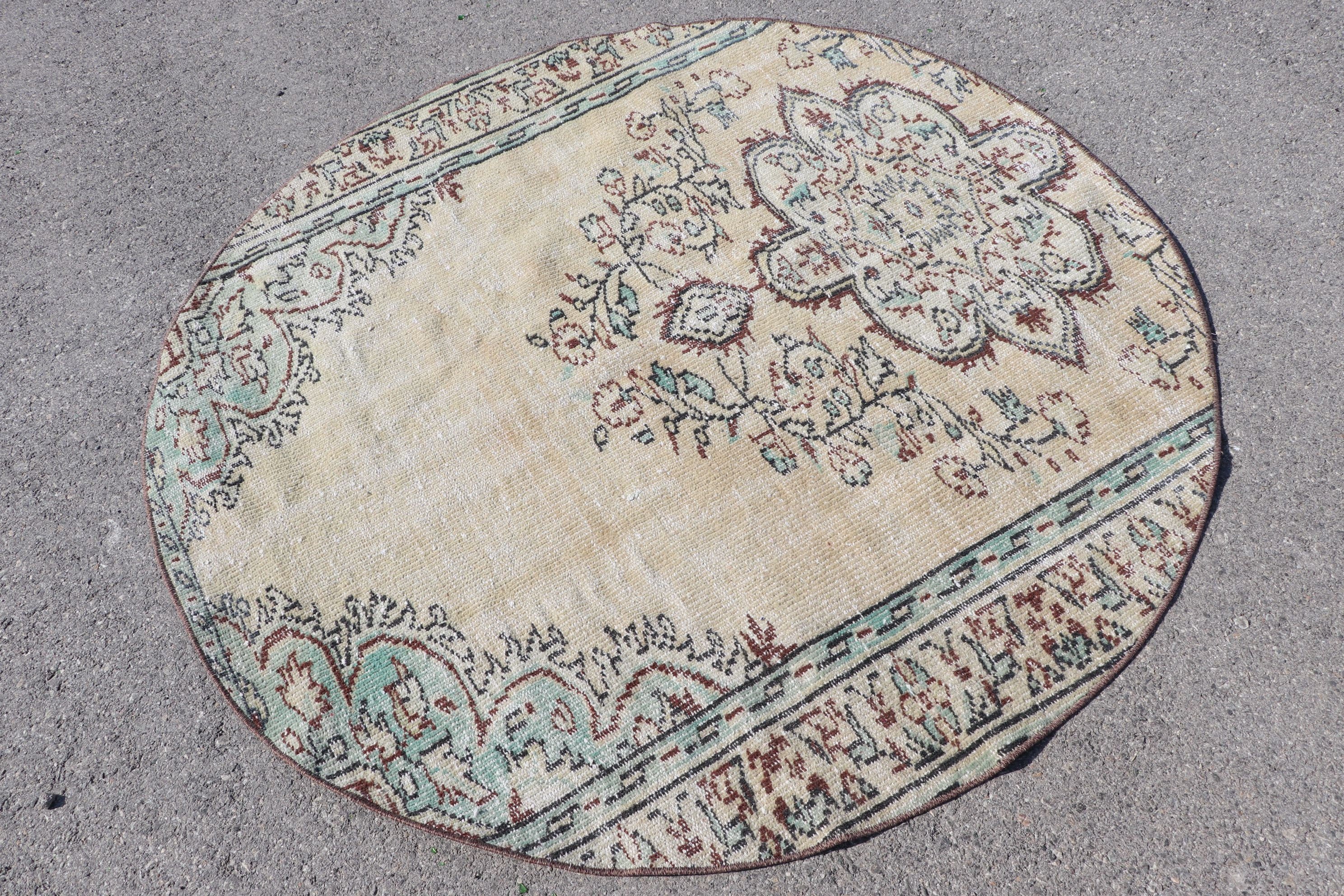 Cool Rug, Rugs for Floor, Beige Cool Rug, Vintage Decor Rug, Vintage Rugs, 5.2x5.2 ft Area Rugs, Kitchen Rugs, Turkish Rug