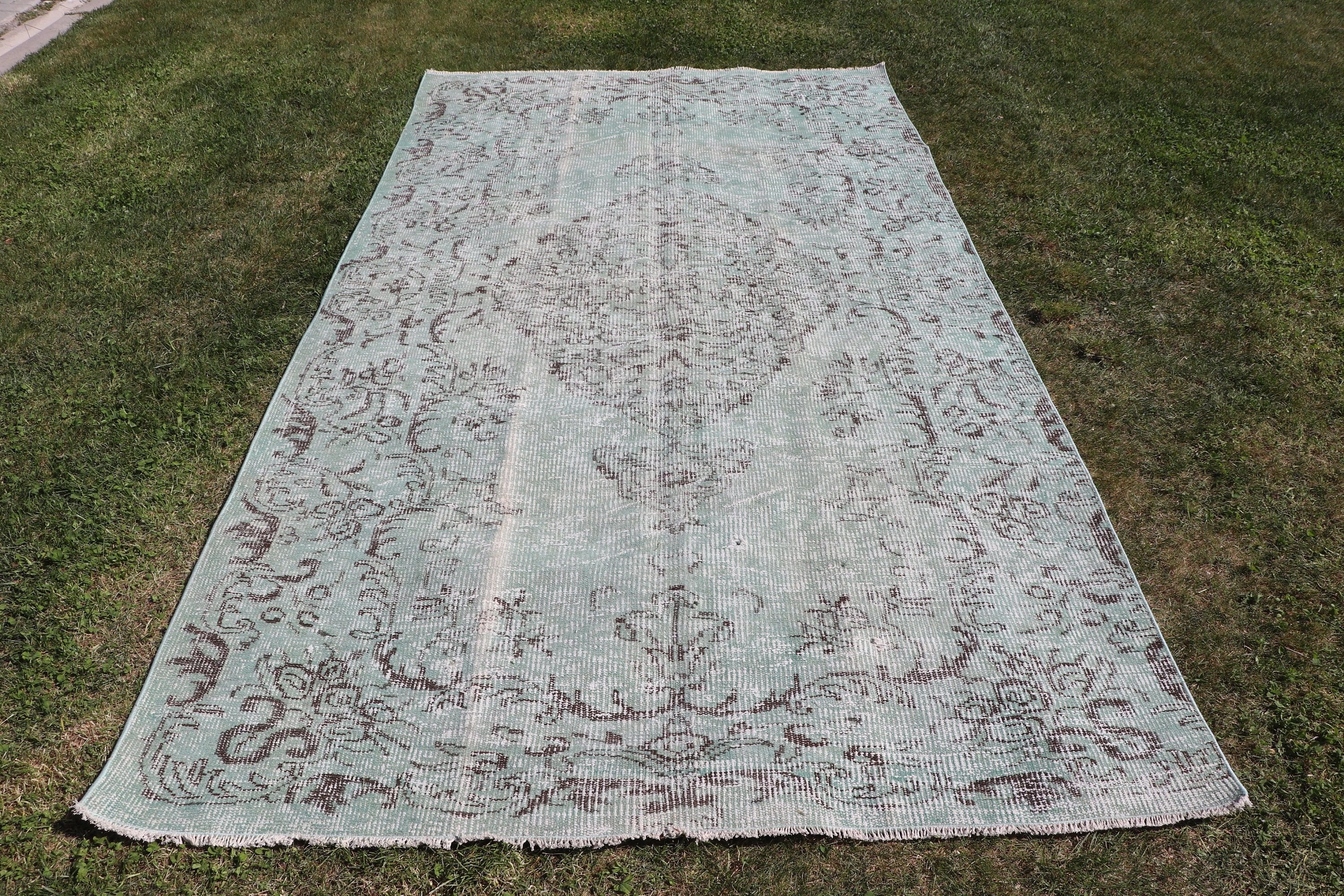 Bedroom Rugs, Boho Rugs, Turkish Rug, Green Statement Rug, Large Oushak Rug, Vintage Rug, Rugs for Bedroom, Modern Rug, 5x9 ft Large Rugs