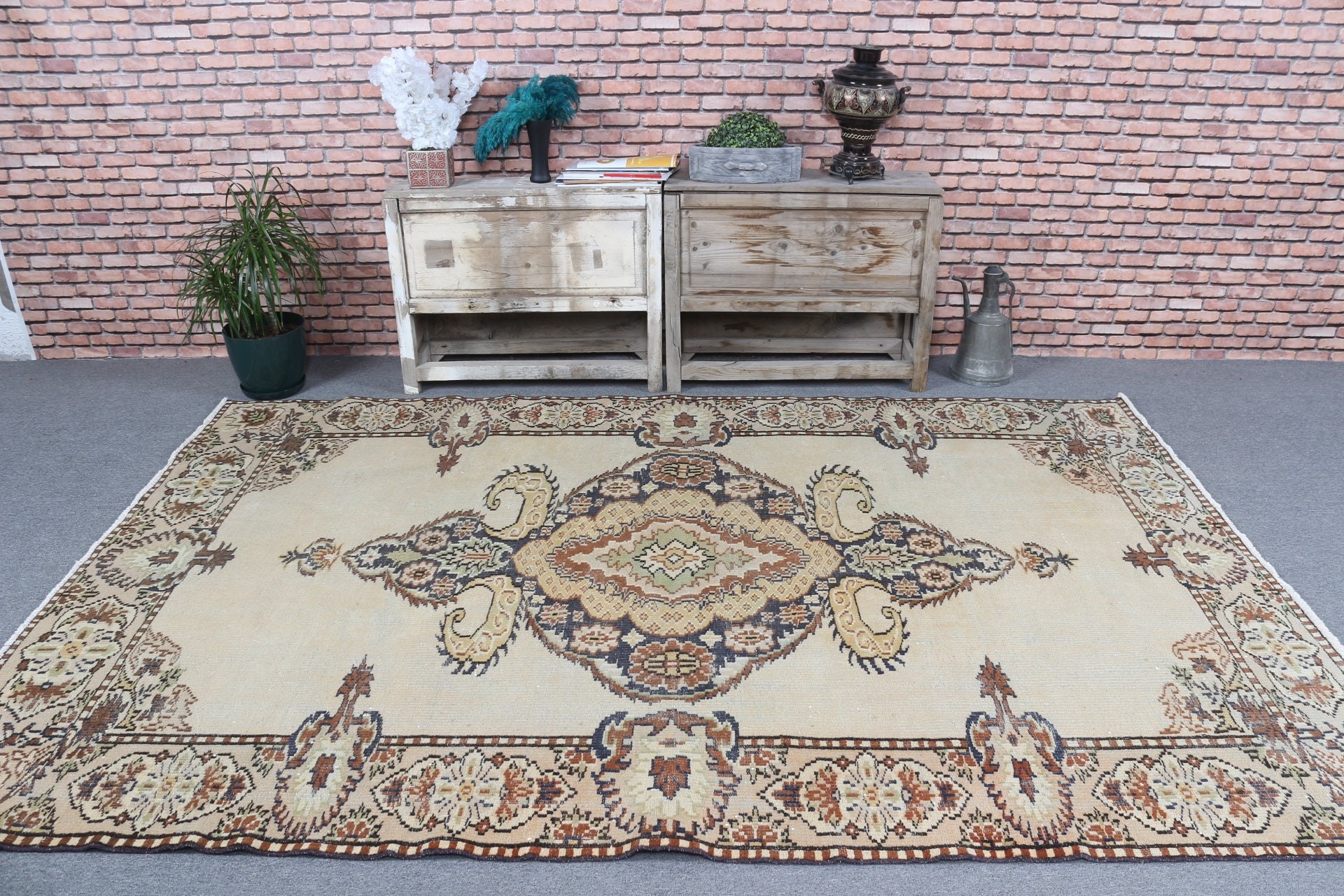 Beige Bedroom Rug, Moroccan Rug, 5.8x9 ft Large Rug, Living Room Rug, Oriental Rugs, Turkish Rugs, Vintage Rug, Rugs for Dining Room