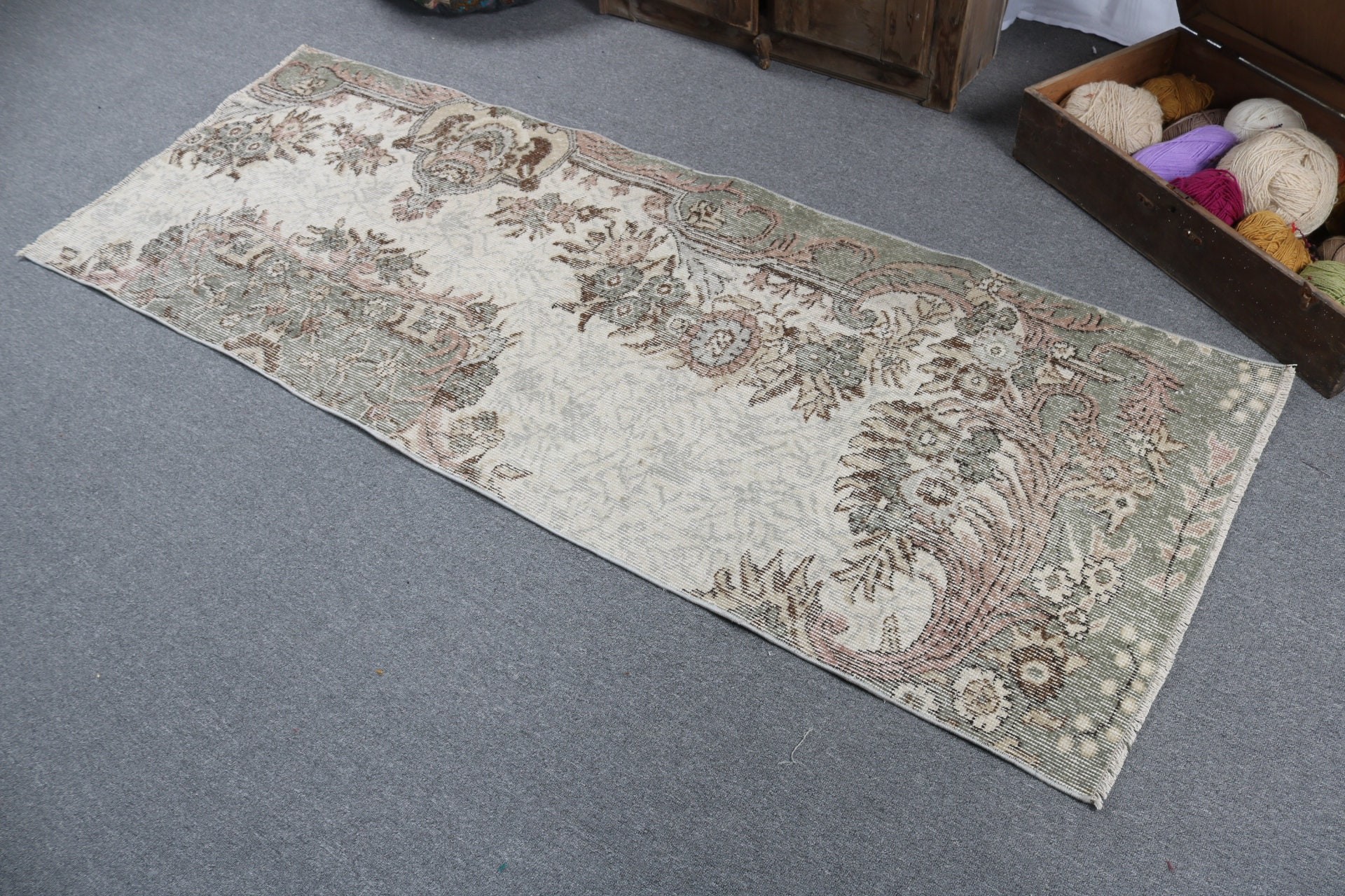 Boho Halıları, 2.7x7.1 ft Runner Halıları, Bej Modern Halı, Vintage Halı, Yer Halıları, Oushak Halısı, Beni Ourain Runner Halısı, Türk Halıları, Koridor Halısı