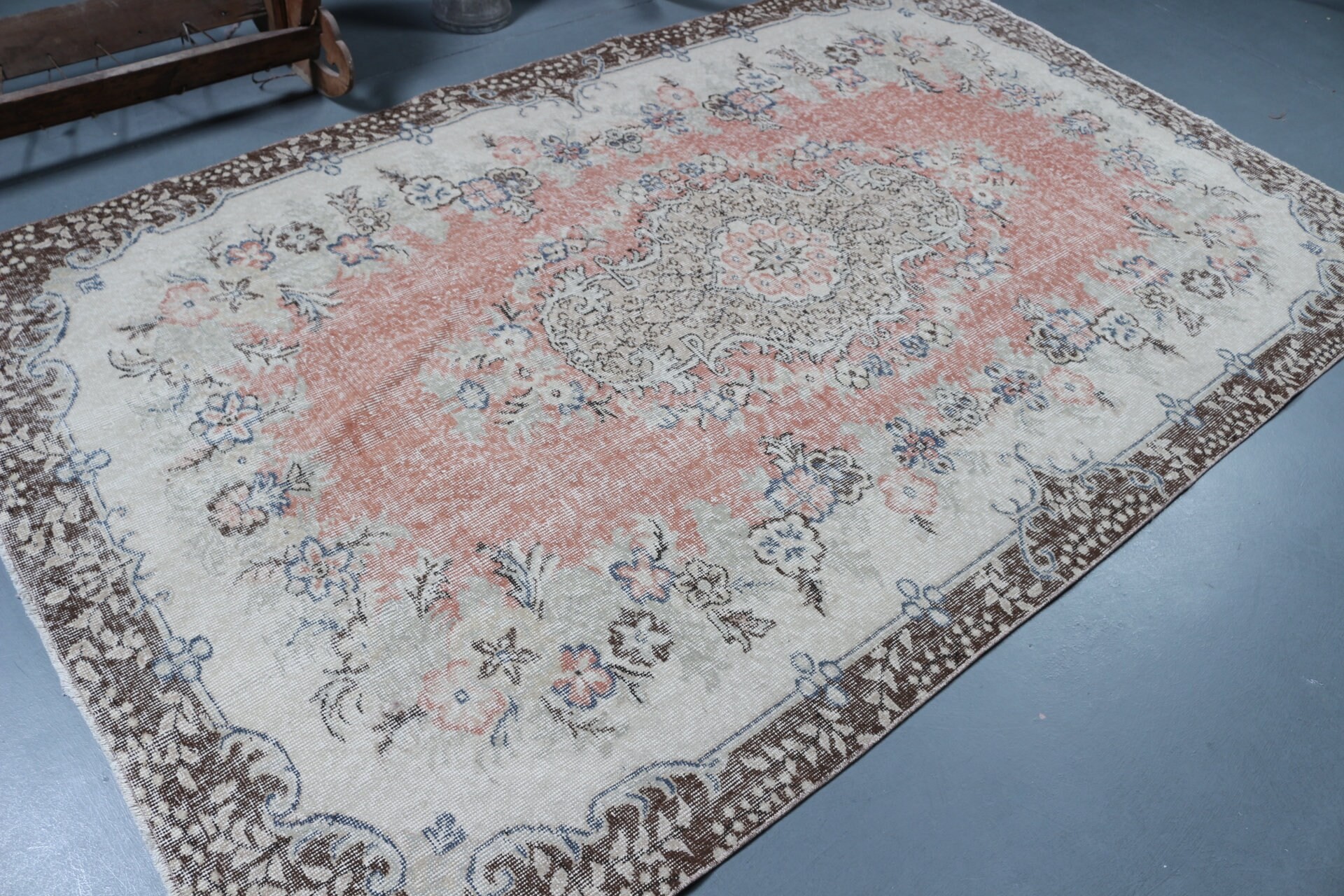 Vintage Rug, Beige Oushak Rugs, Vintage Decor Rug, Turkish Rug, Bedroom Rug, Dining Room Rug, Antique Rug, Moroccan Rug, 5.5x9 ft Large Rug