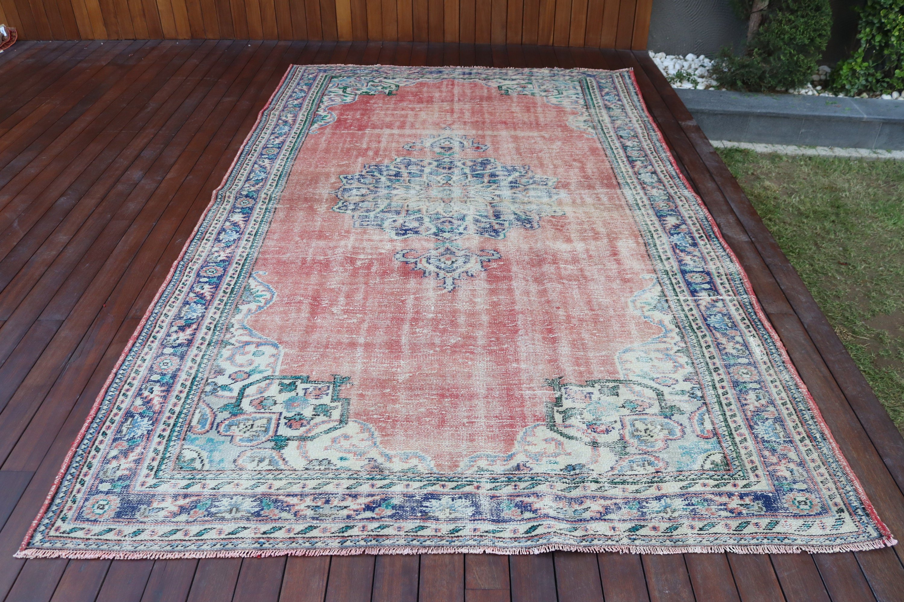 Red Oriental Rug, Turkey Rug, Anatolian Rug, Turkish Rug, Kitchen Rug, 6.2x10 ft Large Rugs, Living Room Rugs, Salon Rug, Vintage Rug