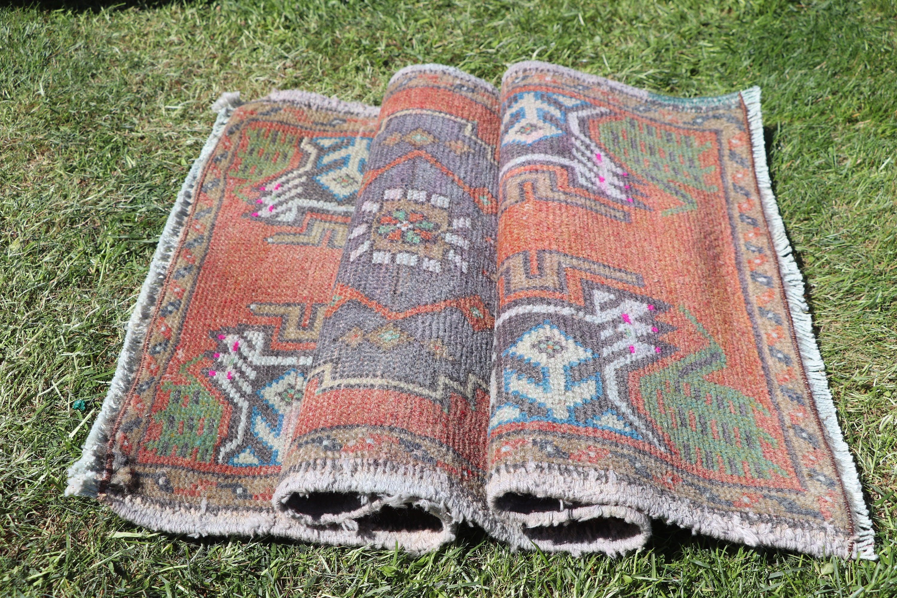 1.6x3.1 ft Küçük Halı, Küçük Vintage Halılar, Küçük Boho Halılar, Vintage Halılar, Turuncu Ev Dekorasyonu Halıları, Mutfak Halıları, Türk Halısı, Oryantal Halılar