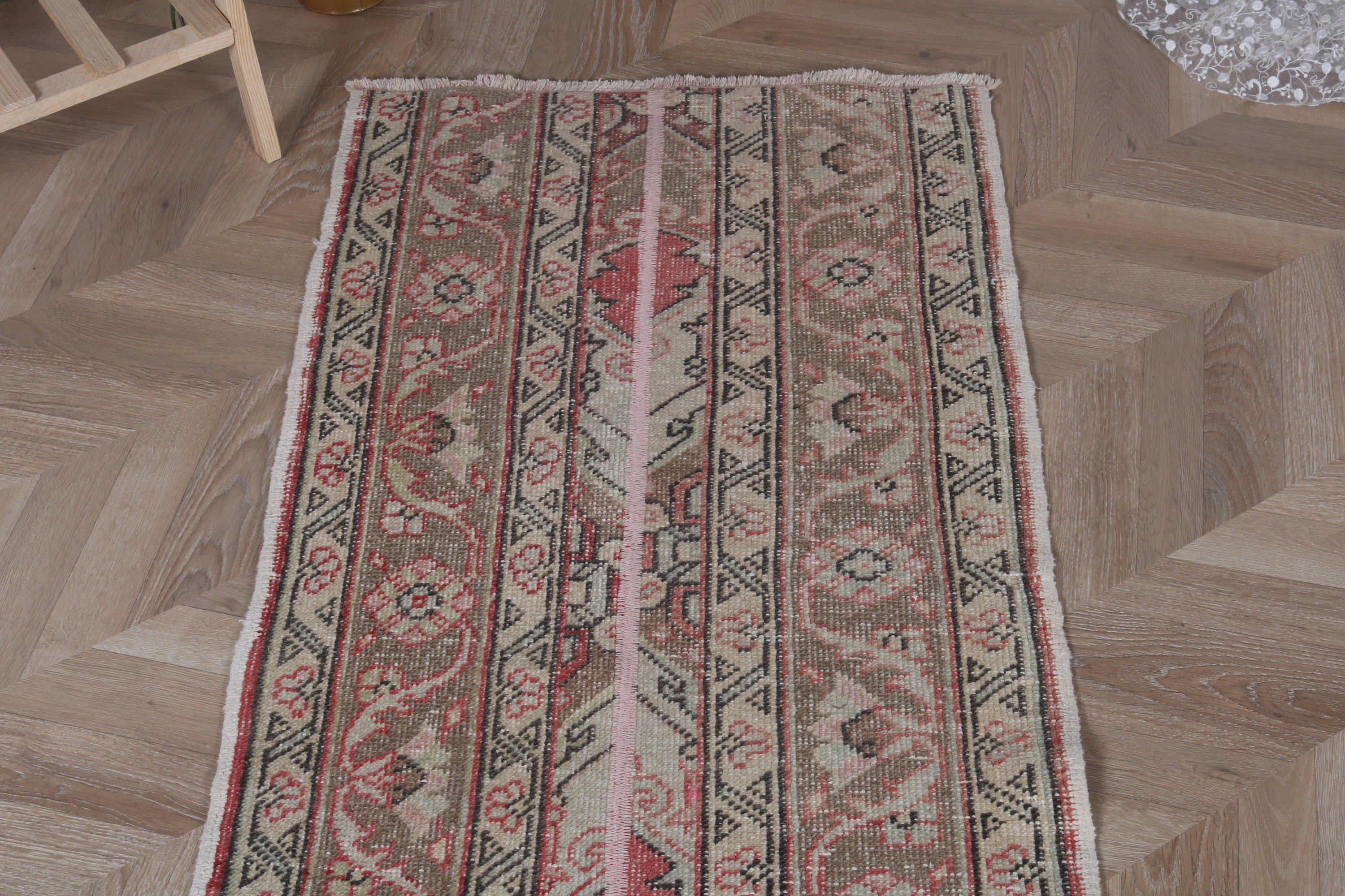 Vintage Rugs, Corridor Rug, Turkish Rug, Floor Rug, 2x11 ft Runner Rug, Pink Neutral Rugs, Outdoor Rug, Vintage Runner Rugs, Neutral Rugs