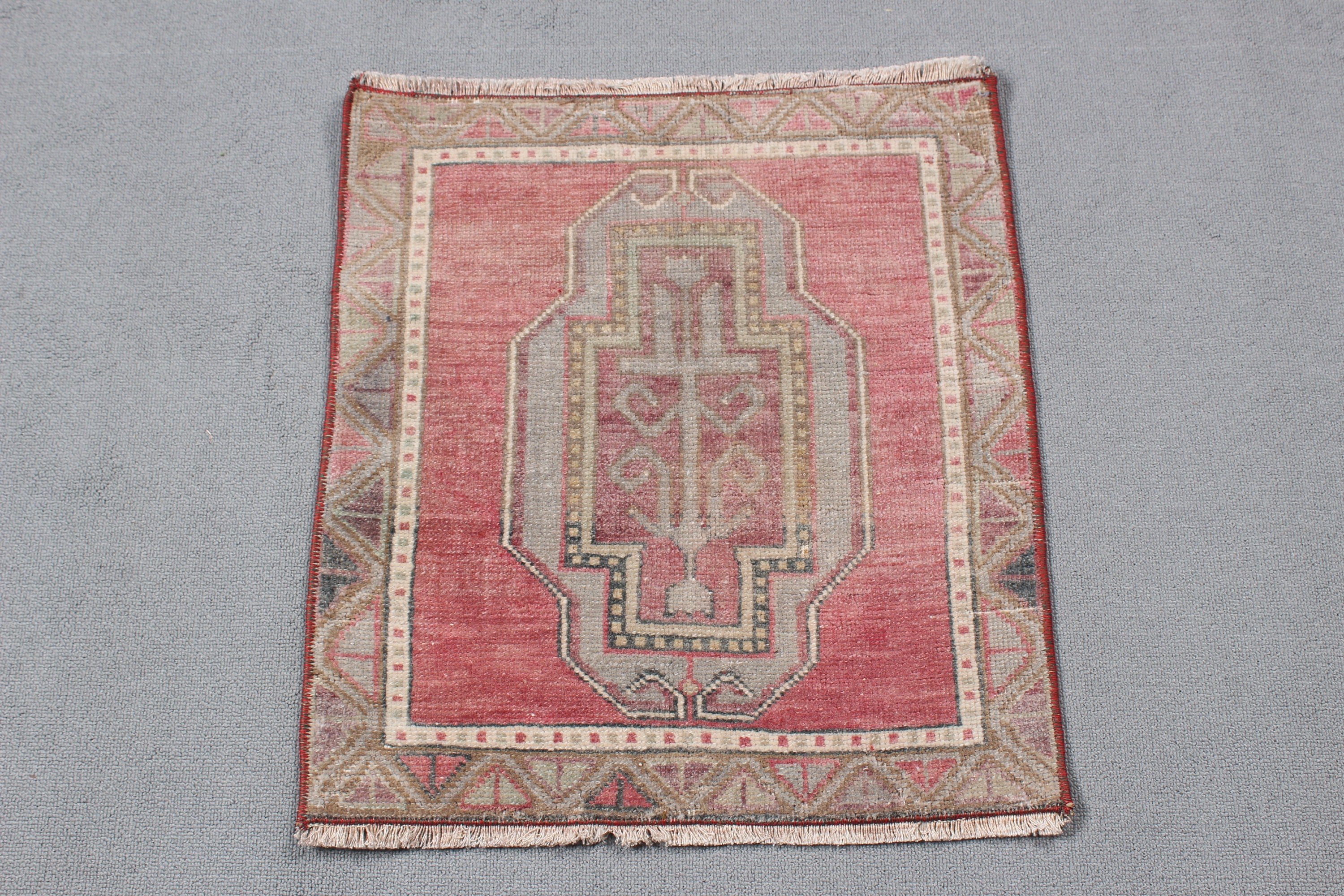 Kitchen Rug, Turkish Rugs, 1.7x1.9 ft Small Rug, Entry Rugs, Small Boho Rugs, Vintage Rug, Aesthetic Rug, Statement Rugs, Red Oriental Rugs