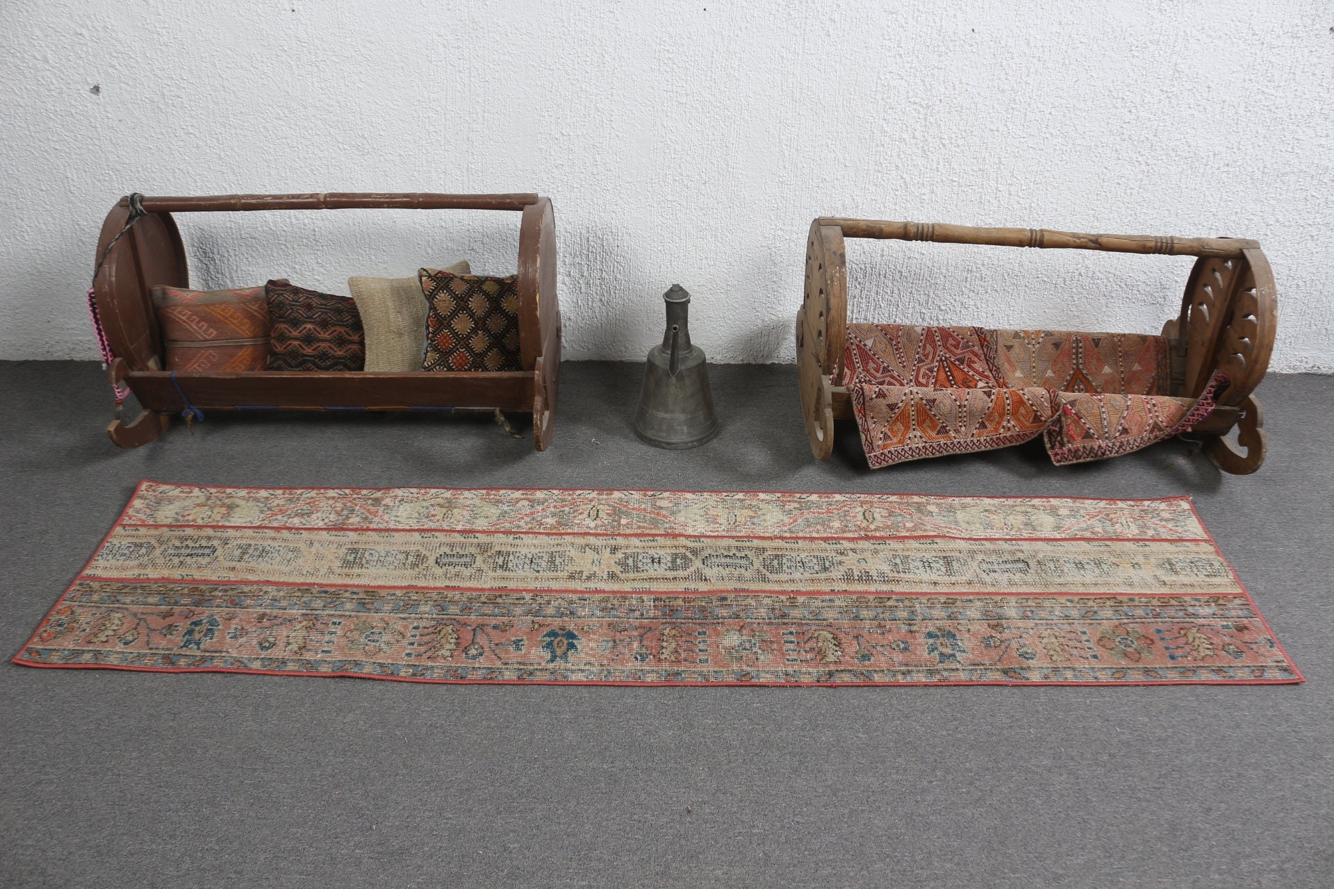 Vintage Rug, Turkish Rugs, Custom Rug, Rugs for Kitchen, Beige  1.9x7.6 ft Runner Rug, Anatolian Rugs, Hallway Rug, Cool Rug