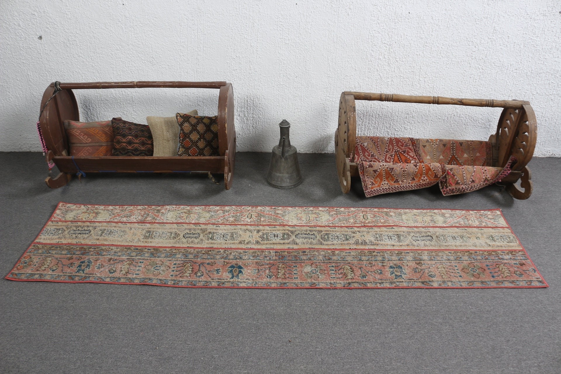 Vintage Halı, Türk Halıları, Özel Halı, Mutfak Halıları, Bej 1.9x7.6 ft Runner Halısı, Anadolu Halıları, Koridor Halısı, Havalı Halı