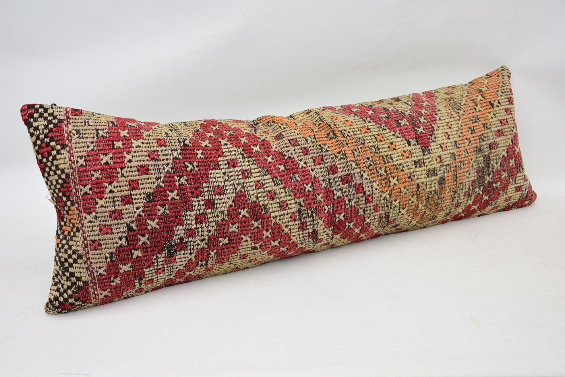 16"x48" Red Pillow, Throw Kilim Pillow, Oriental Cushion Cover, Boho Pillow Sham Cover, Morroccon Kilim Cushion Pillow, Antique Pillows