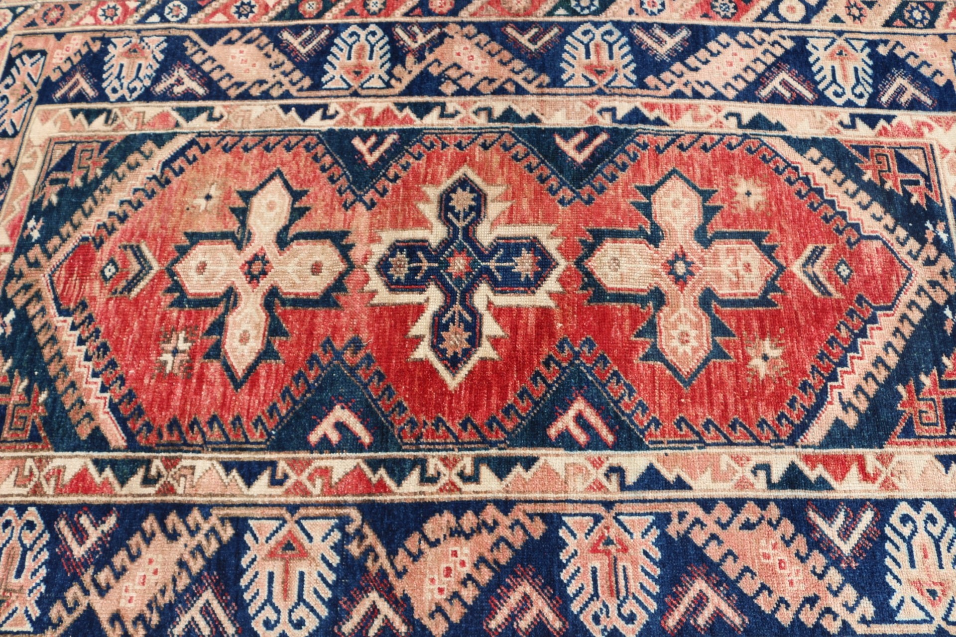 Turkish Rugs, Blue Anatolian Rugs, Oushak Rug, Nursery Rug, Designer Rug, Indoor Rug, Vintage Rug, 4.2x6.5 ft Area Rug, Bedroom Rug