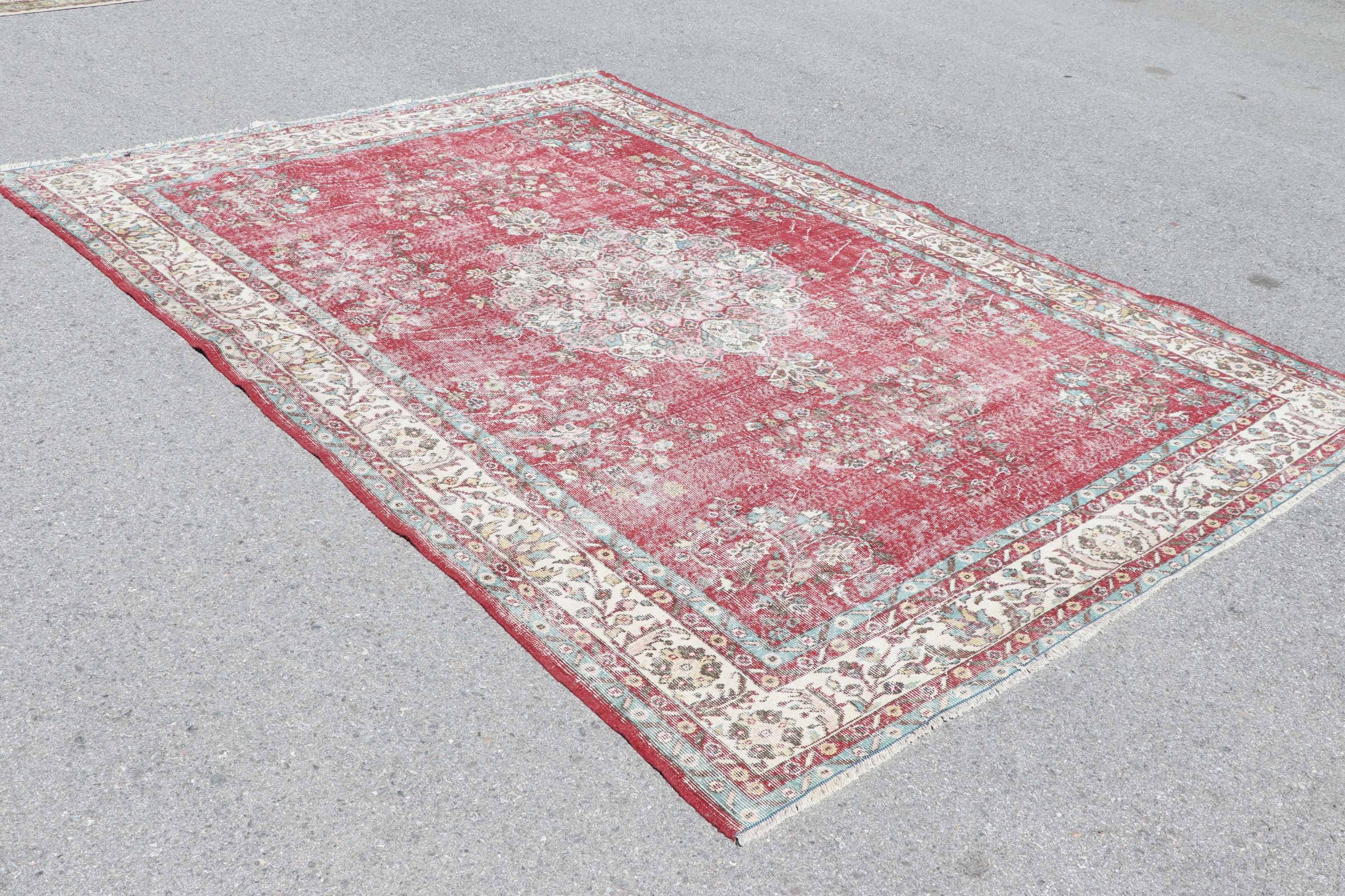 Bedroom Rug, Wool Rugs, Turkish Rug, Living Room Rug, Flatweave Rug, 7.2x10.5 ft Oversize Rug, Red Oushak Rug, Dining Room Rug, Vintage Rug