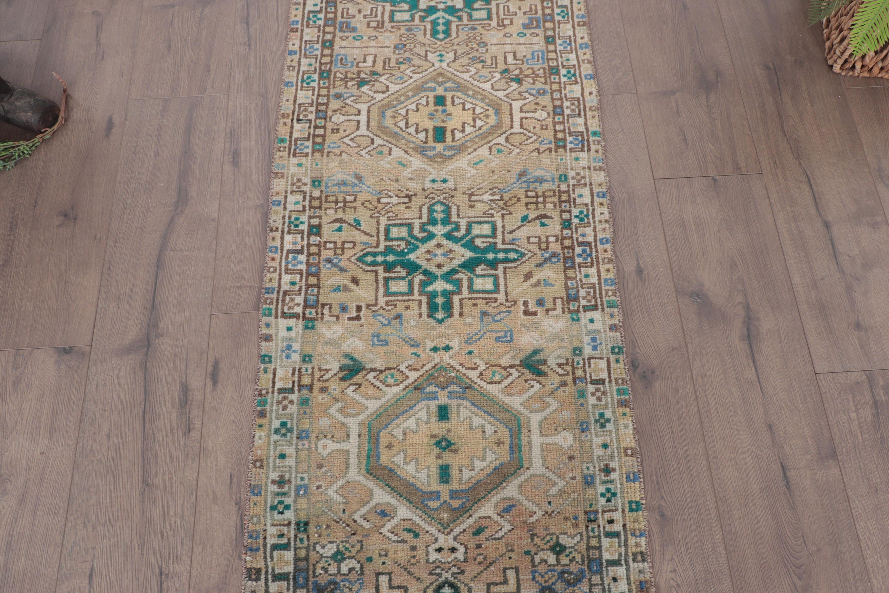 Vintage Halı, Koridor Halıları, Merdiven Halıları, Açıklama Halıları, Türk Halıları, El Dokuma Halı, Yeşil 1.9x5.2 ft Runner Halı, Organik Halı