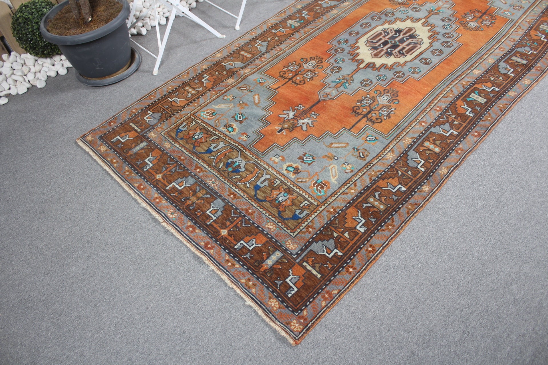 Home Decor Rug, Bedroom Rug, Nursery Rug, Vintage Rug, Orange Anatolian Rug, Outdoor Rug, Turkish Rug, 4.2x8.9 ft Area Rug, Rugs for Area