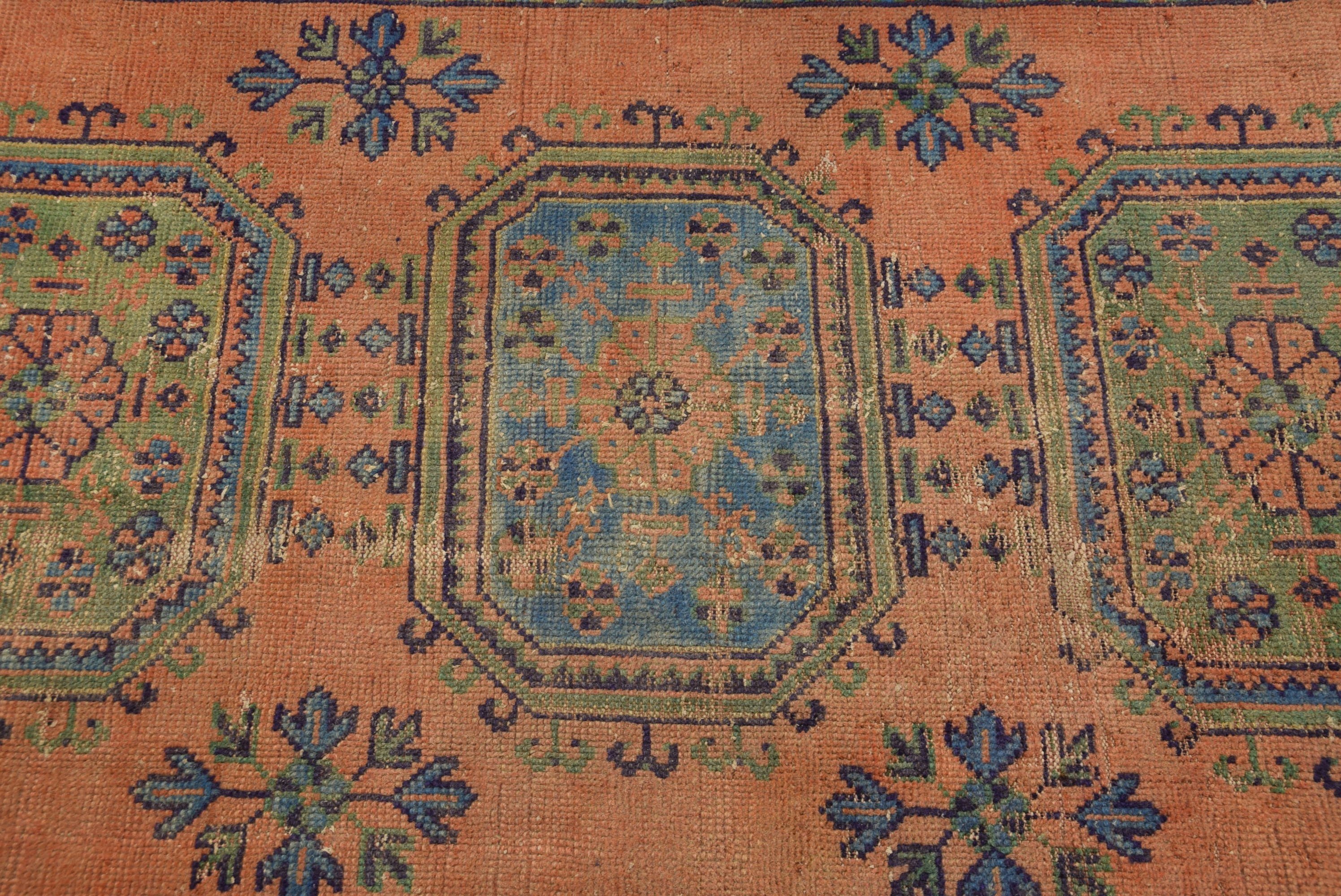 Vintage Halı, Turuncu Oushak Halı, Etnik Halı, Yer Halısı, Mutfak Halıları, Koridor Halısı, Fas Halısı, 3.1x10.1 ft Runner Halısı, Türk Halıları