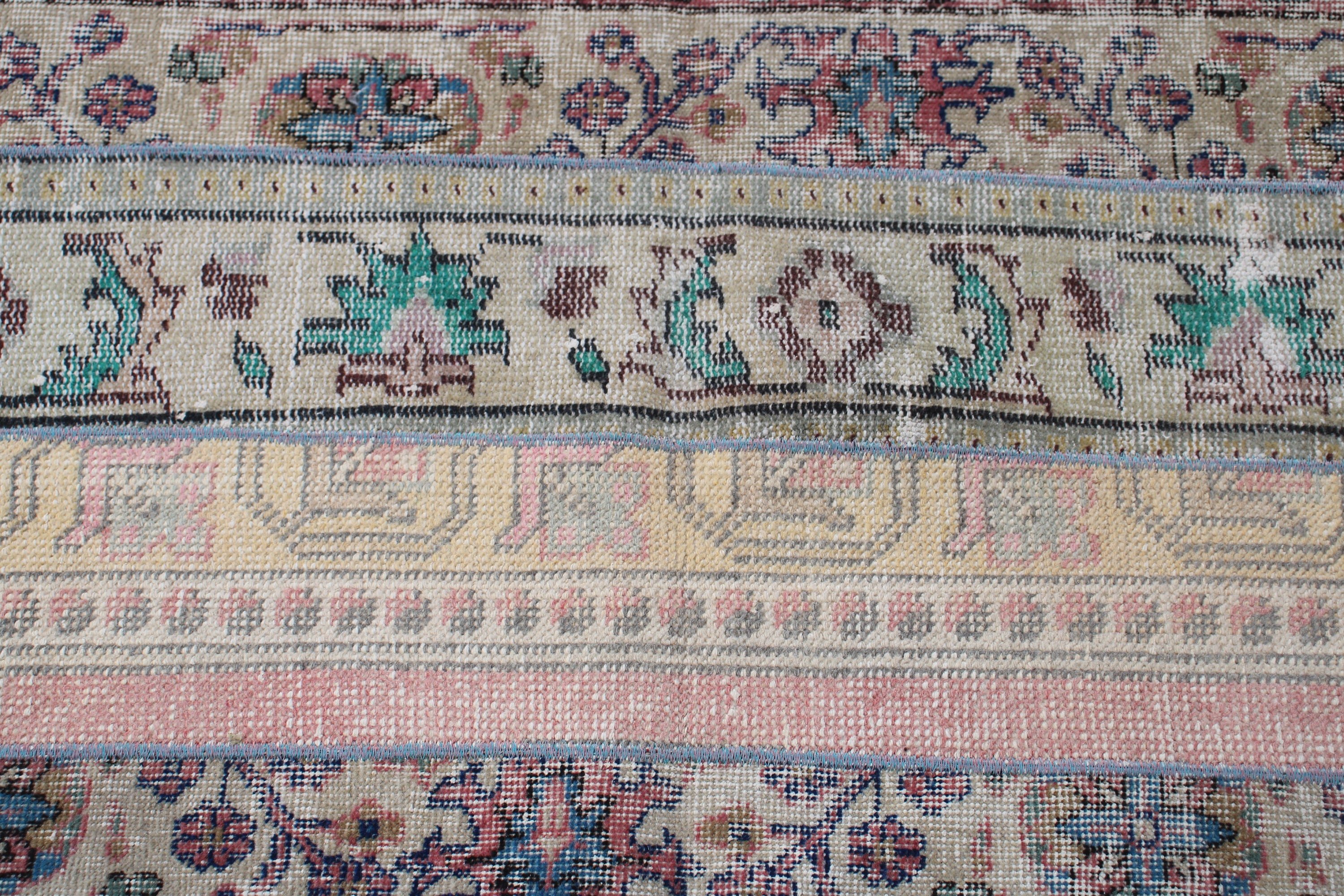 2.4x6.8 ft Runner Halı, Ofis Halısı, Oushak Halıları, Türk Halısı, Vintage Runner Halısı, Bej Bildirim Halısı, Vintage Halı, Koridor Halısı, Lüks Halı