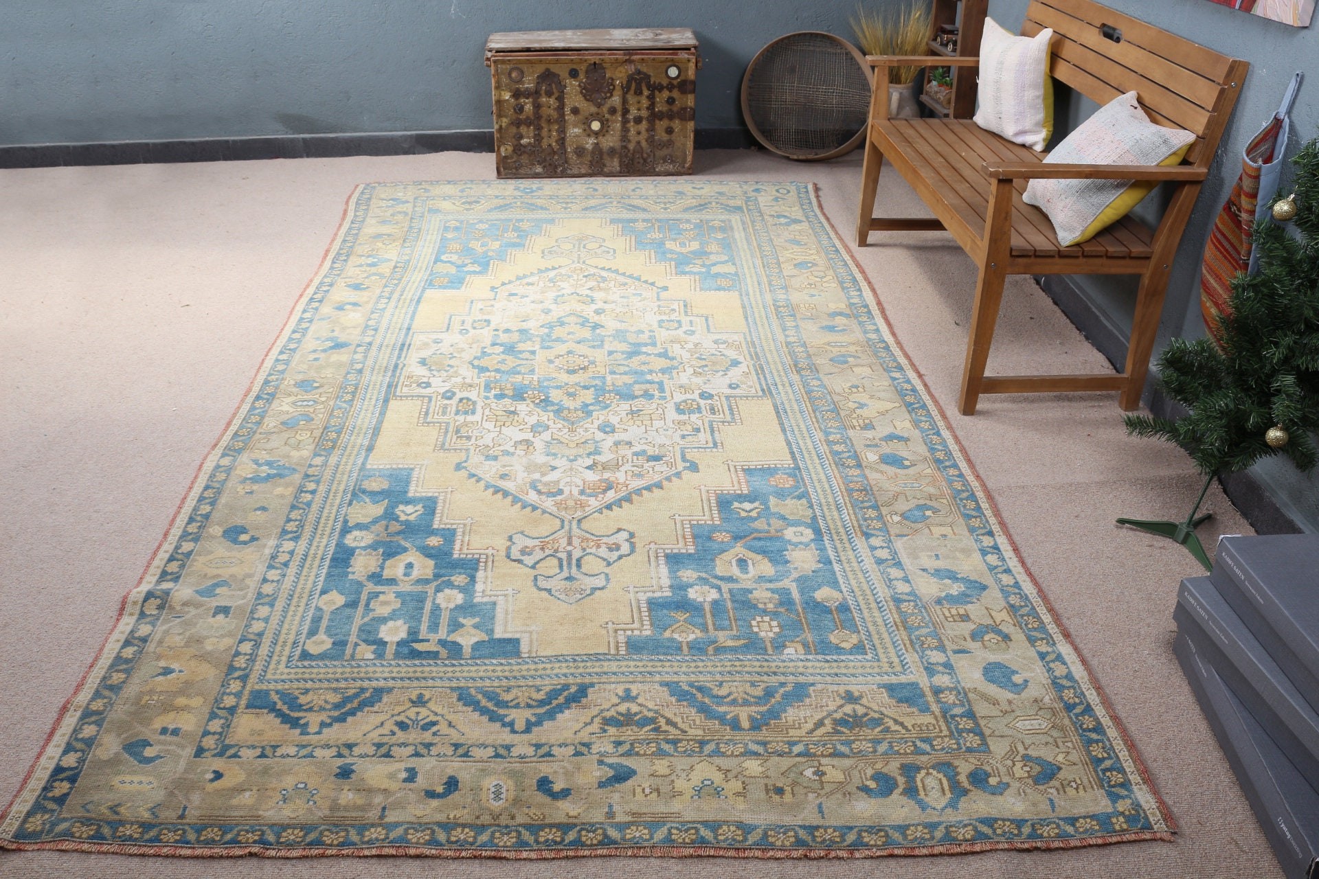 Oriental Rugs, 6x10.7 ft Large Rugs, Vintage Rugs, Floor Rugs, Living Room Rug, Turkish Rugs, Dining Room Rug, Yellow Moroccan Rugs