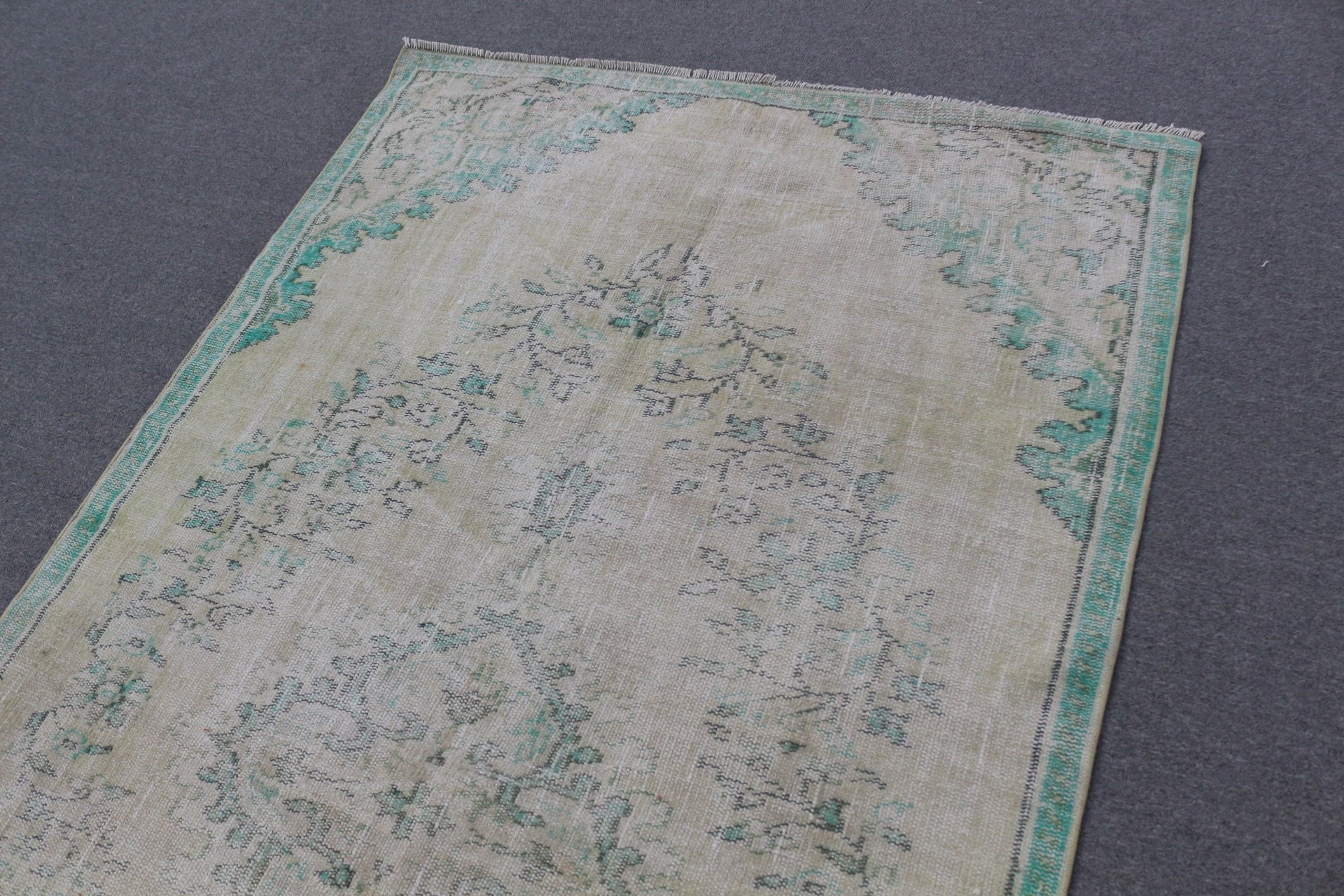 Bedroom Rug, Green Wool Rug, Kitchen Rugs, Turkish Rugs, 4.7x8.4 ft Area Rug, Floor Rug, Vintage Rugs, Rugs for Dining Room