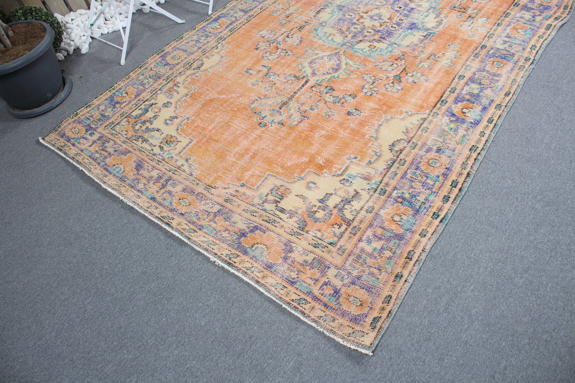 Home Decor Rugs, Boho Rug, Vintage Rug, Orange Kitchen Rug, Living Room Rugs, Bedroom Rug, Turkish Rug, 5.4x9.5 ft Large Rug, Kitchen Rugs